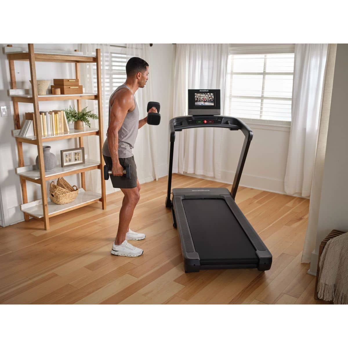Alt View 15. NordicTrack - NordicTrack T Series 10 Treadmill with 10" Tilting Touchscreen and Compact Design - Black.