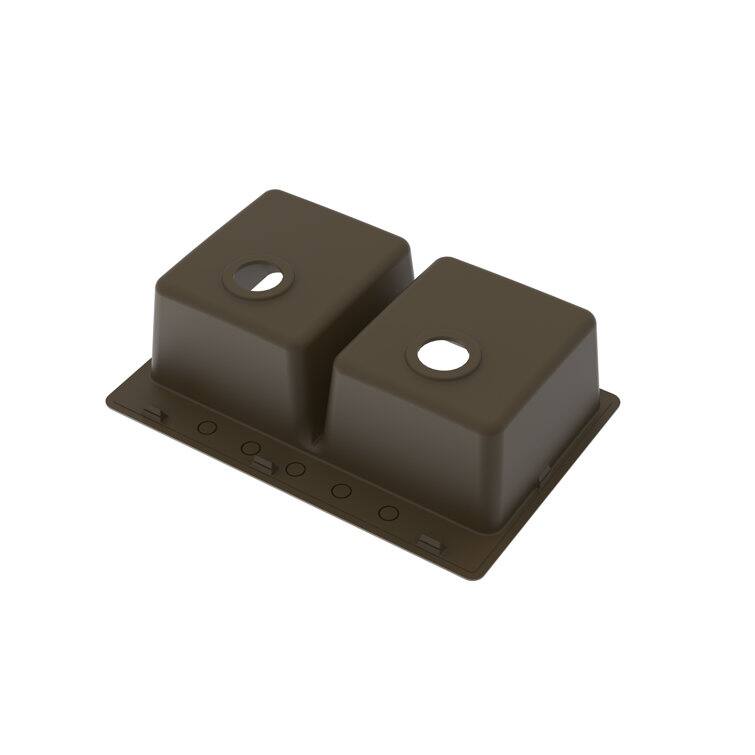 Back. Winpro - Winpro Dual Mount Granite Composite 33 in. L x 22 in. L x 9.5 in. Double Equal Bowl Kitchen Sink in Mocha - Mocha.