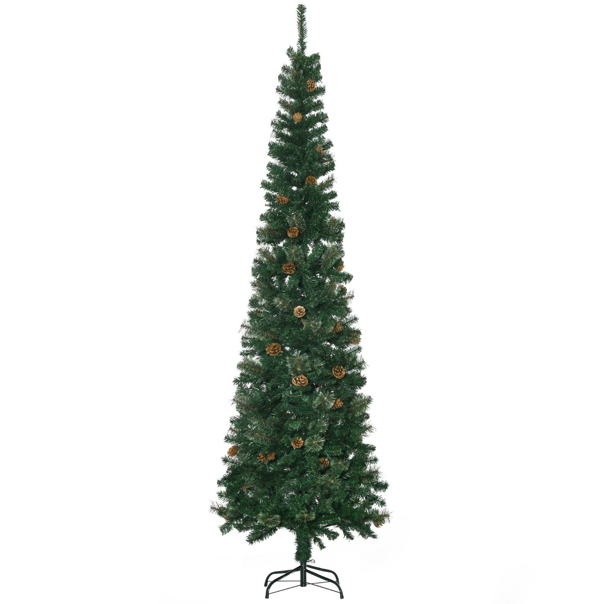 Alt View 6. BreeBe - 7.5 Foot Pencil Artificial Christmas Tree - Green.