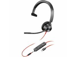 HP - Poly Blackwire 3315 Headset - USB C, 3.5mm, Noise Canceling, 7.10 ft - Black