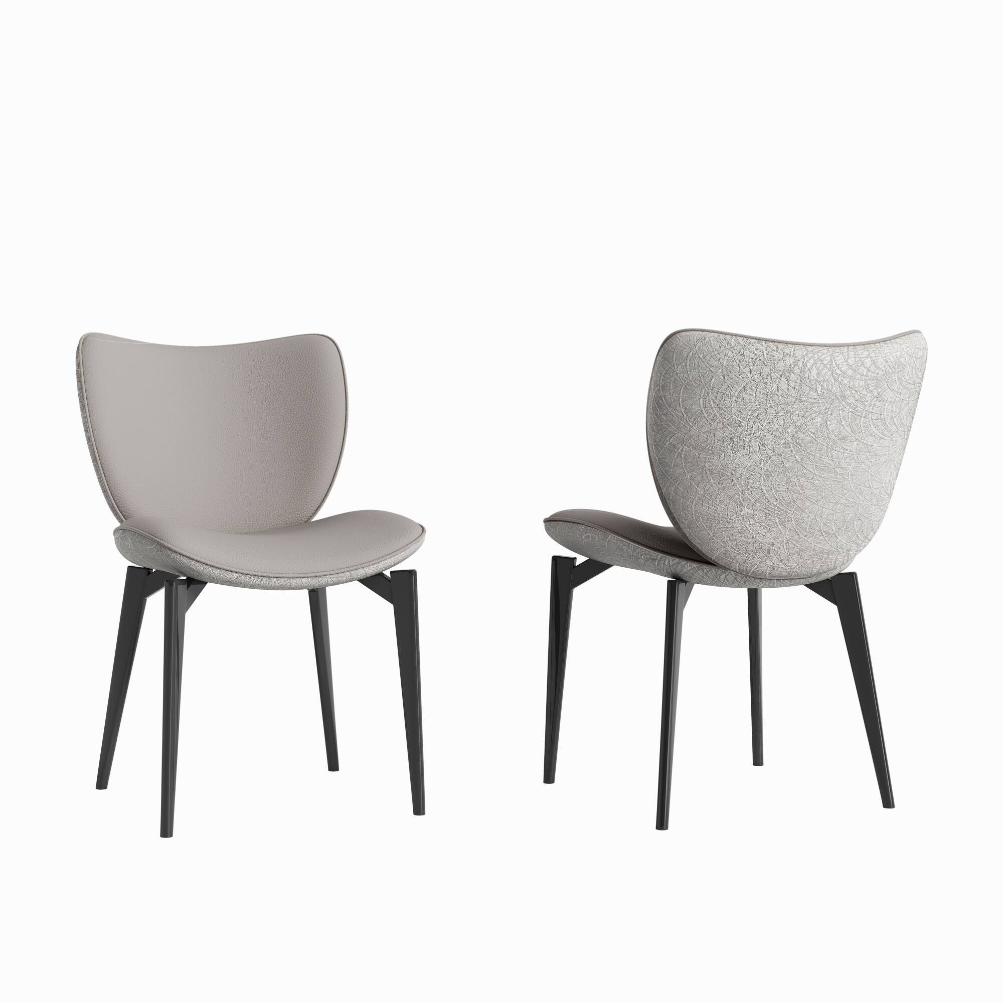 Alt View 1. GOODSILO - Modern Dining Chair with PU Leather Upholstery and Metal Frame for Kitchen and Dining Room, Set of 2 - Gray.