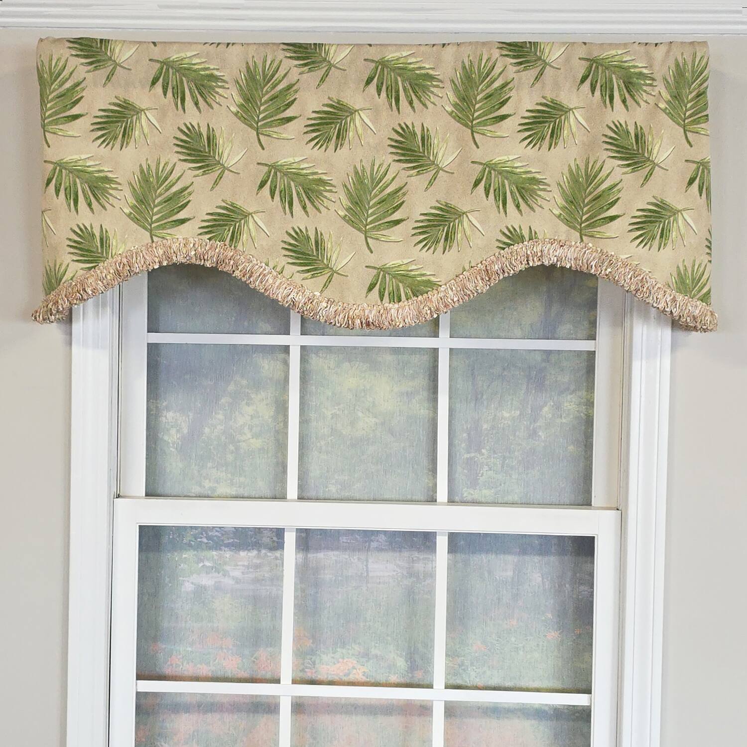 Angle. RLF Home - RLF Home 100% Cotton Hawthorn Cornice With Poly/Cotton Ivory lining Rod Pocket Valance 50" x 17" Taupe - Taupe.