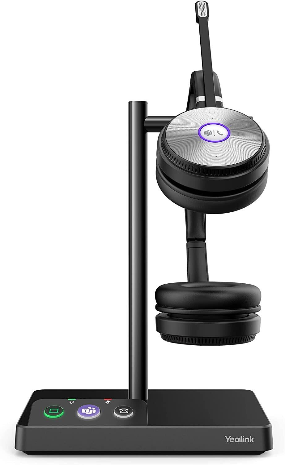 Left. Yealink - Yealink 1308001 WH62-Dual Teams Wireless Headset with Microphone Teams Zoom Certified for PC - Black.
