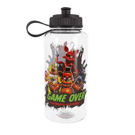 Silver Buffalo - Five Nights At Freddy's "Game Over" Sports Water Bottle | Holds 40 Ounces - Black