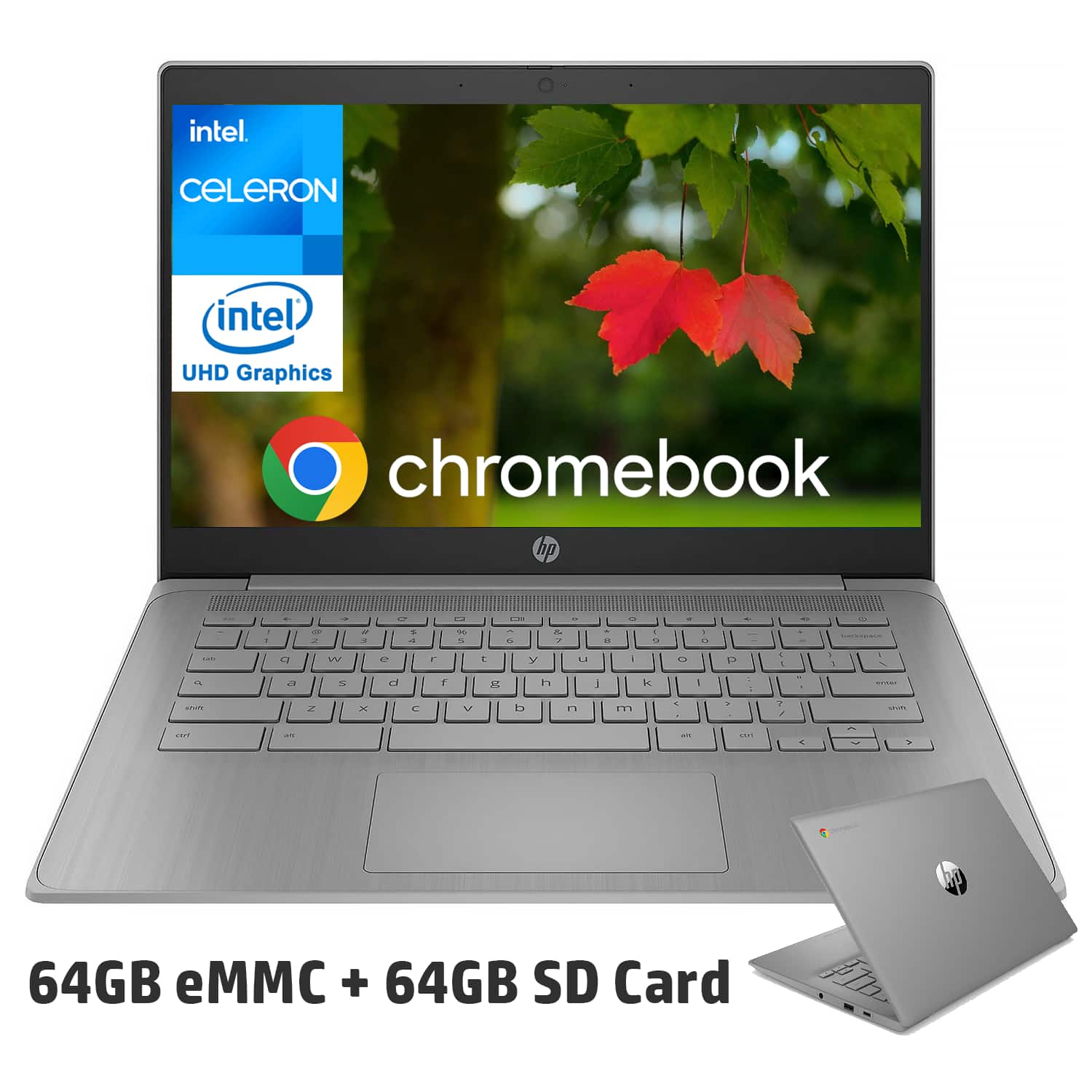 HP - 14" HD Chromebook - Intel Celeron N4120 - 4GB RAM - 128GB Storage - Chrome OS - Modern Grey