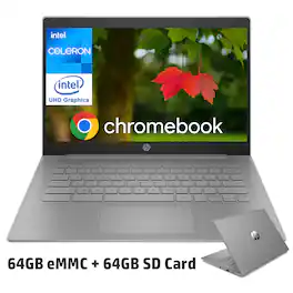 HP - 14" HD Chromebook - Intel Celeron N4120 - 4GB RAM - 128GB Storage - Chrome OS - Modern Grey