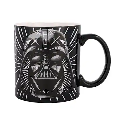 Front. Silver Buffalo - Star Wars Darth Vader and Stormtrooper Decorative Masks 20-Ounce Ceramic Mug - Black.