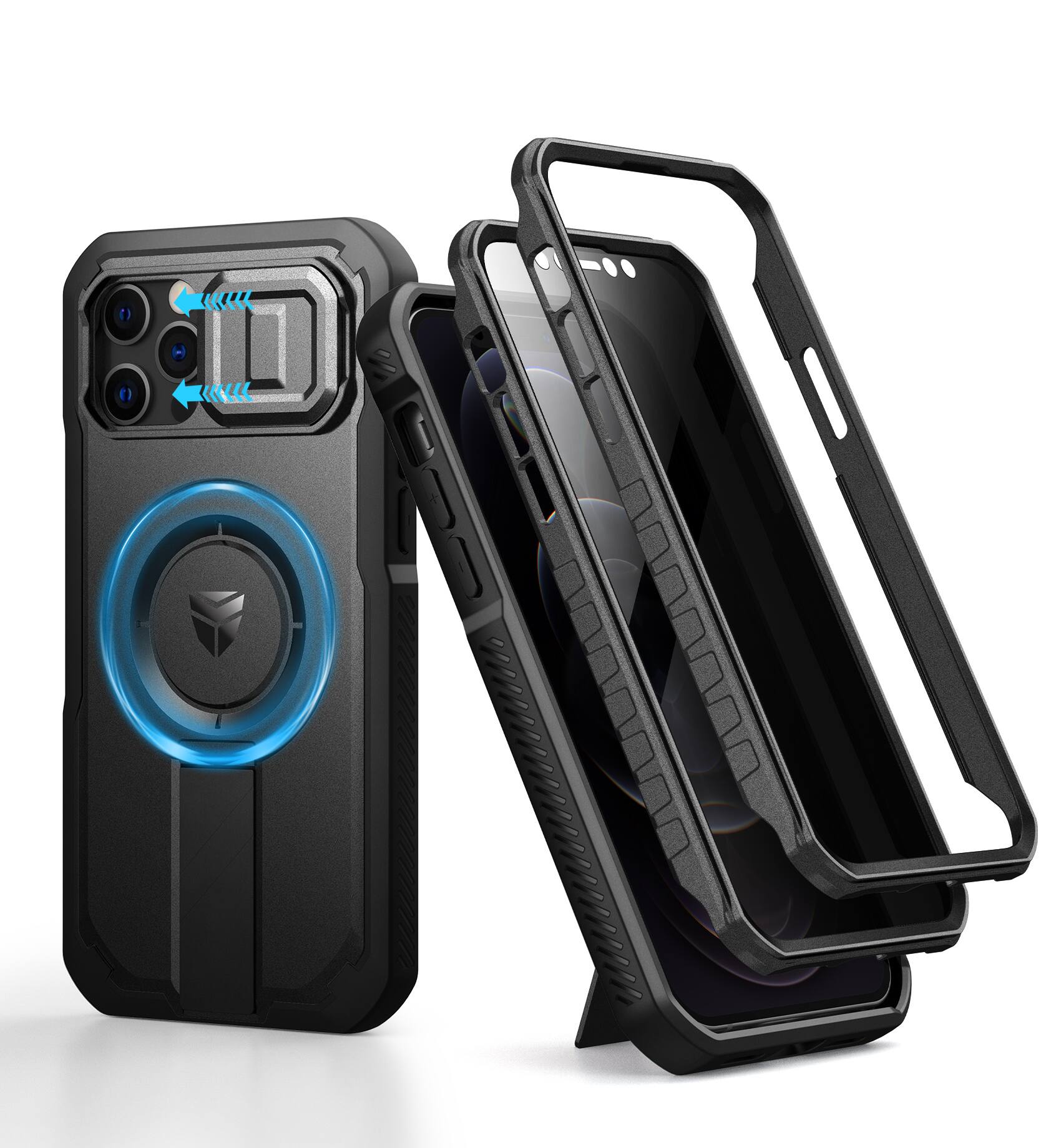 Angle. dexnor - Case for iPhone 12/iPhone 12 Pro Case with Privacy Screen Protector, Compatible with MagSafe, Bumper Protective Cover - Privacy Black.