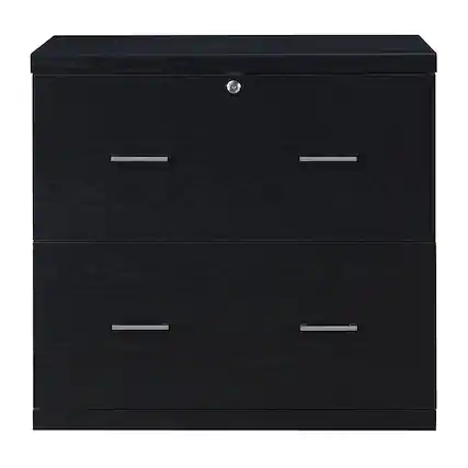 Front. OSP Home Furnishings - Alpine 2-Drawer Lateral File with Lockdowel Fastening System - Black.