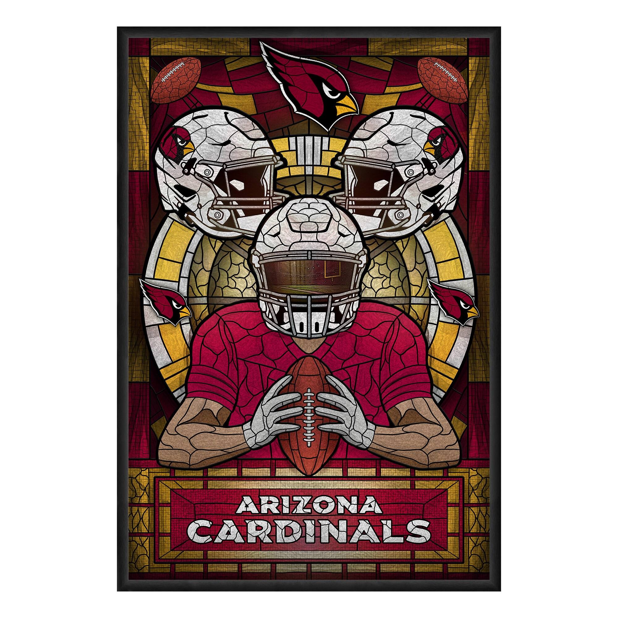 Arizona Cardinals Framed Stained Glass Art Print