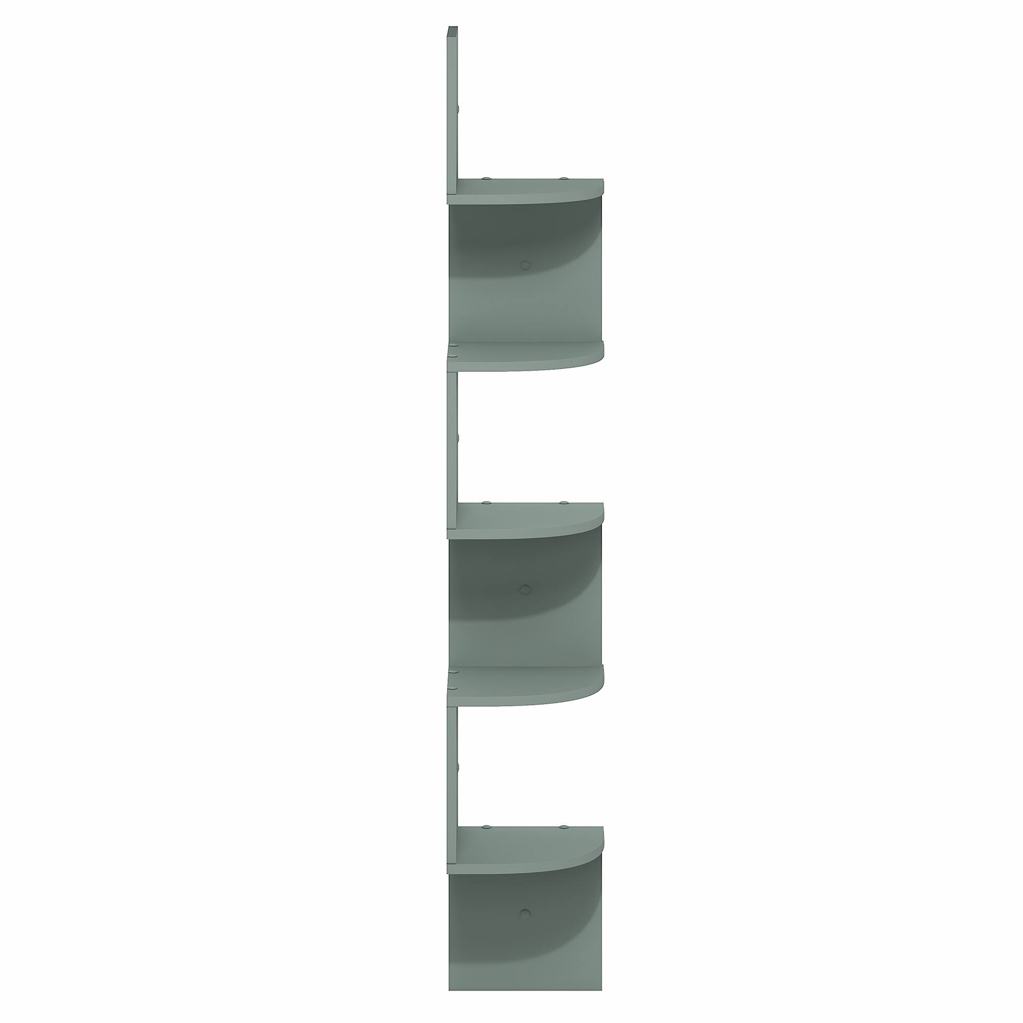 Alt View 7. Furinno - ROSSI Floating Book Shelves for Wall, 5-Tier Zigzag Corner Shelf Wall Mounted, Radial Corner Wall Shelf - Sage Green.