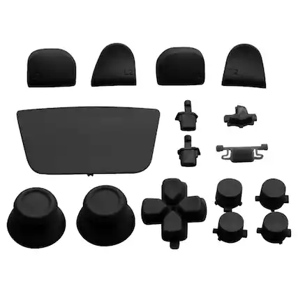 Front. MobileSentrix - Controller Button Set Replacement Compatible For PlayStation 5 PS5 (16 Pieces) - Midnight Black - Black.