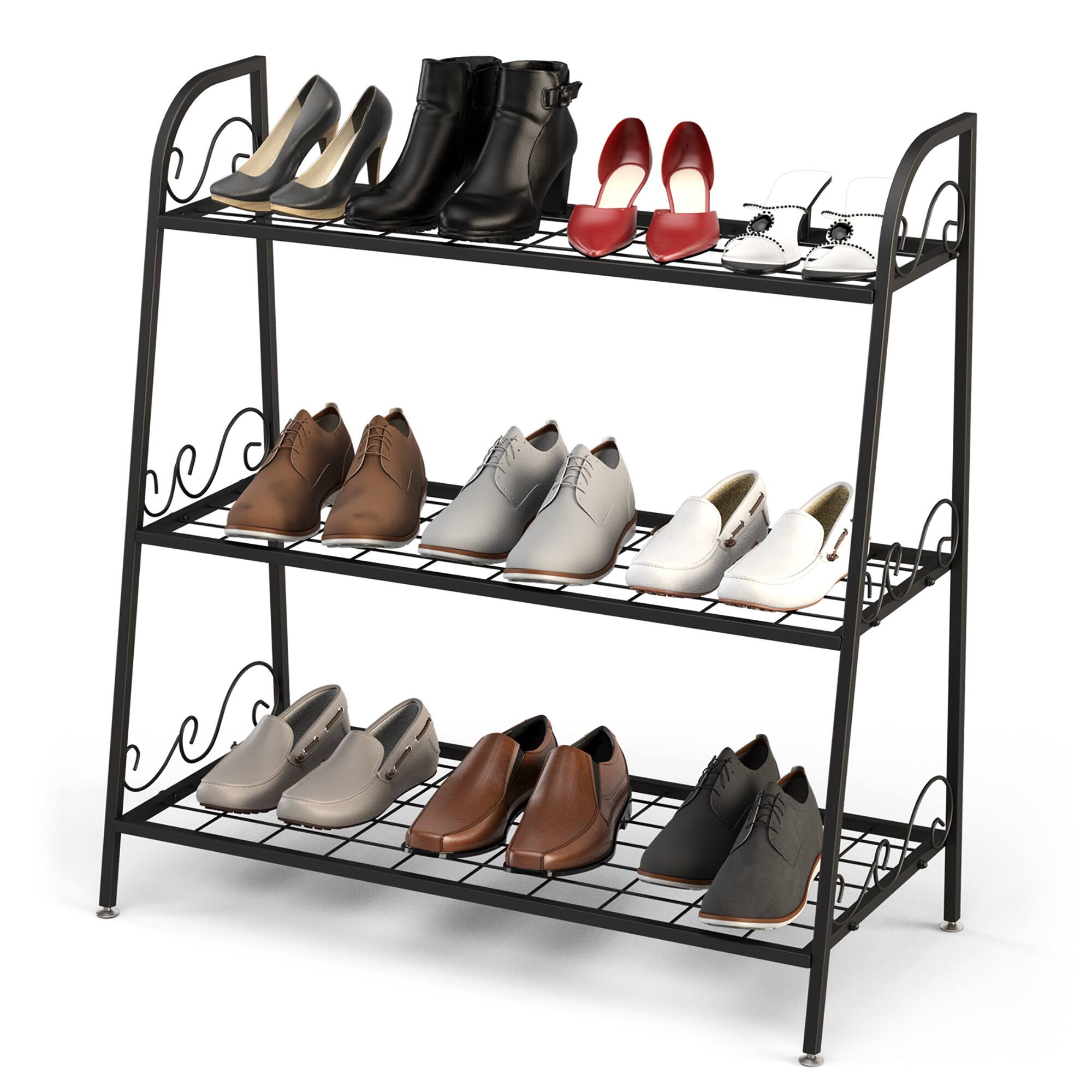 Alt View 11. Costway - 3-tier Metal Plant Stand Shelf Flower Pot Holder Display Rack Shoe Organizer - Black.