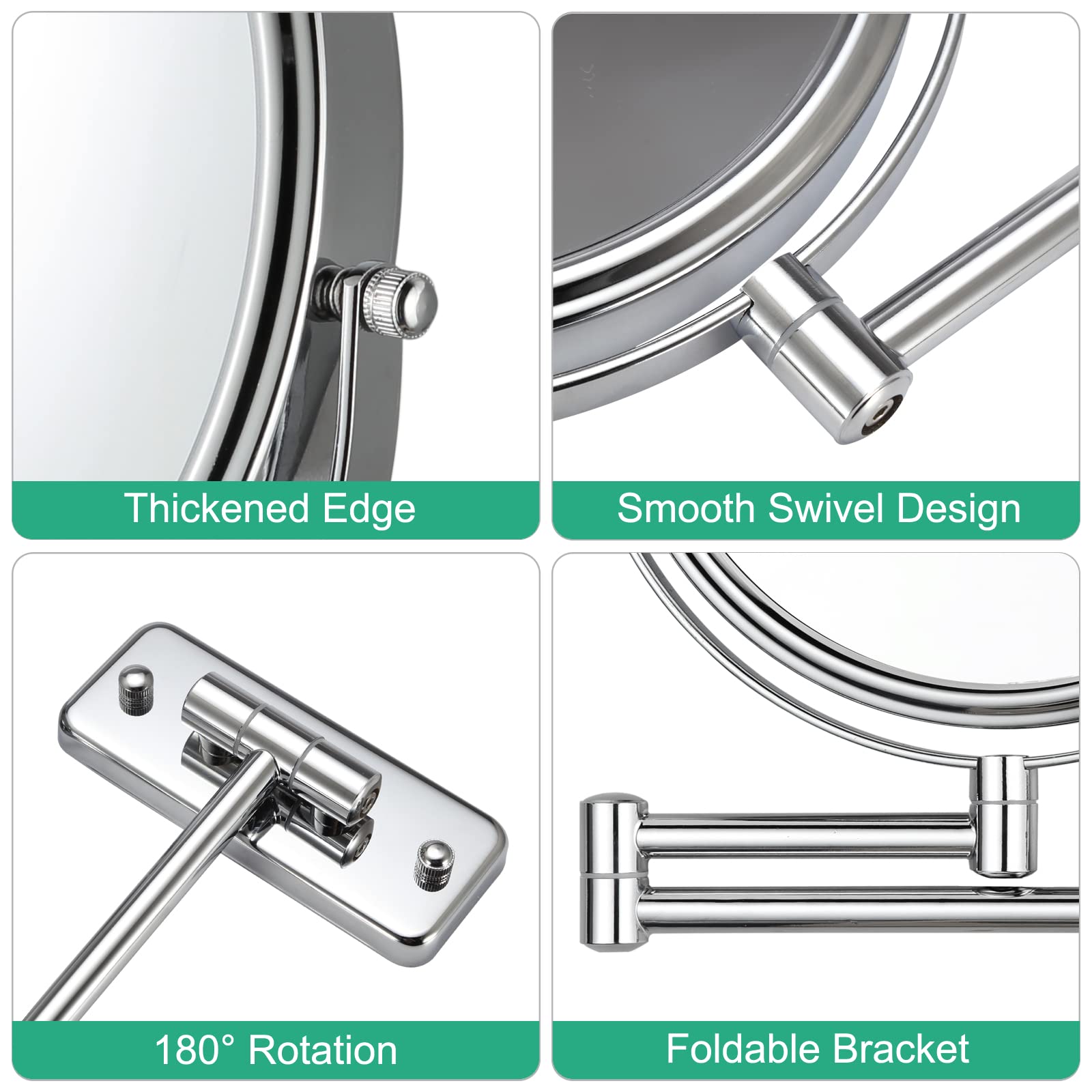 Thickened Edge  
Smooth Swivel Design  
180° Rotation  
Foldable Bracket