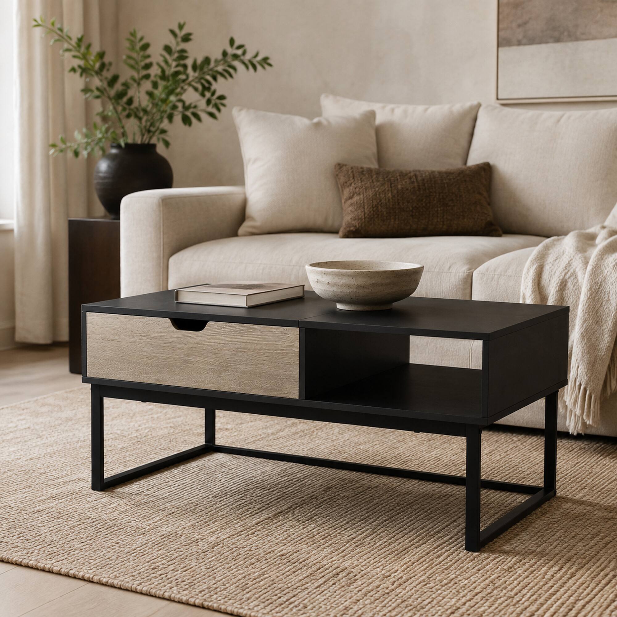 Angle. Teamson Home - Lift Top Coffee Table - Black.