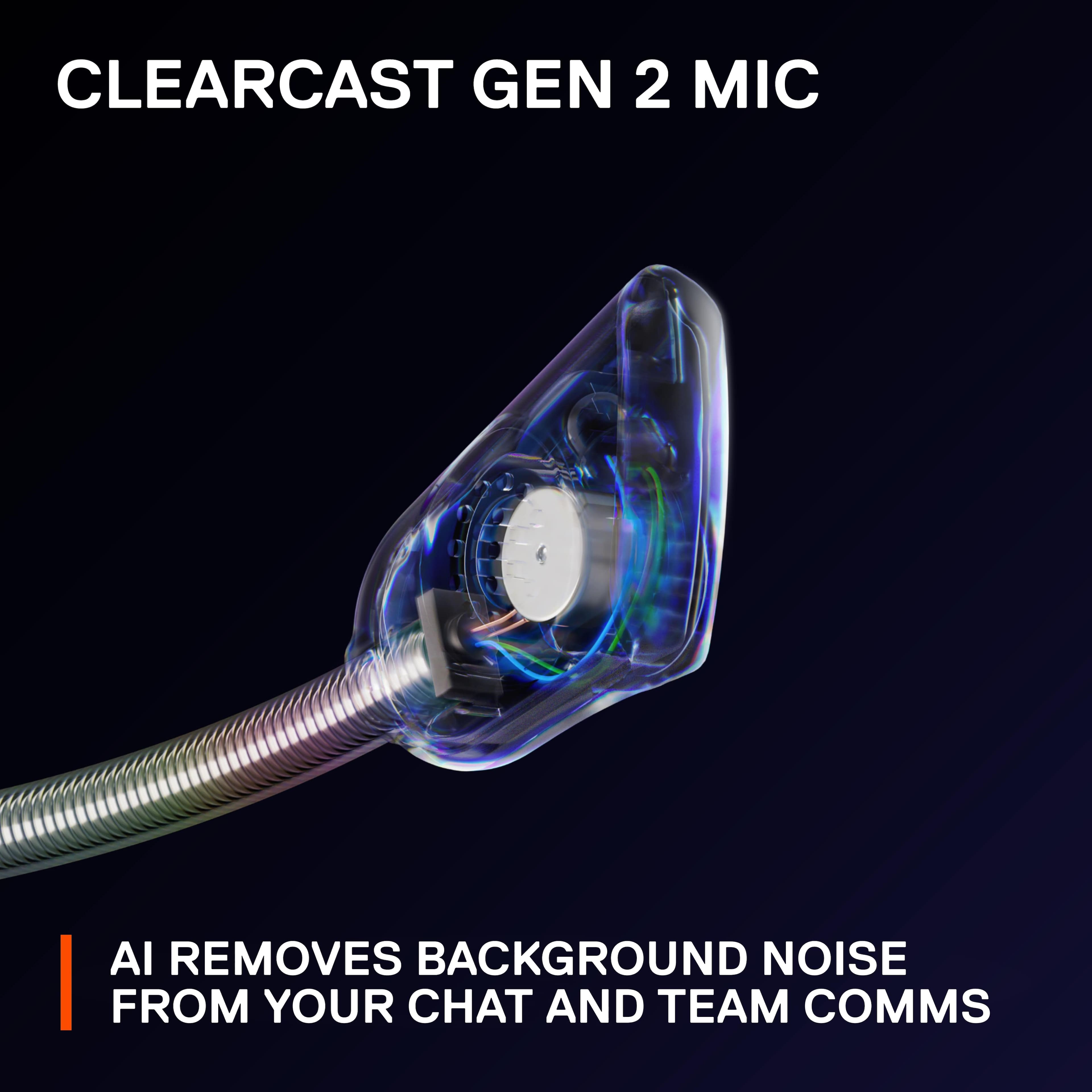 ClearCast Gen 2 Mic AI removes background noise from your chat and team comms.