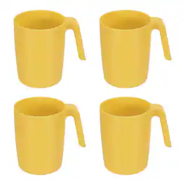 Unique Bargains - Set of 4 Plastic Coffee Mugs, Unbreakable Reusable Microwave Dishwasher Safe Drinking Cups for Kitchen Camping - Gold