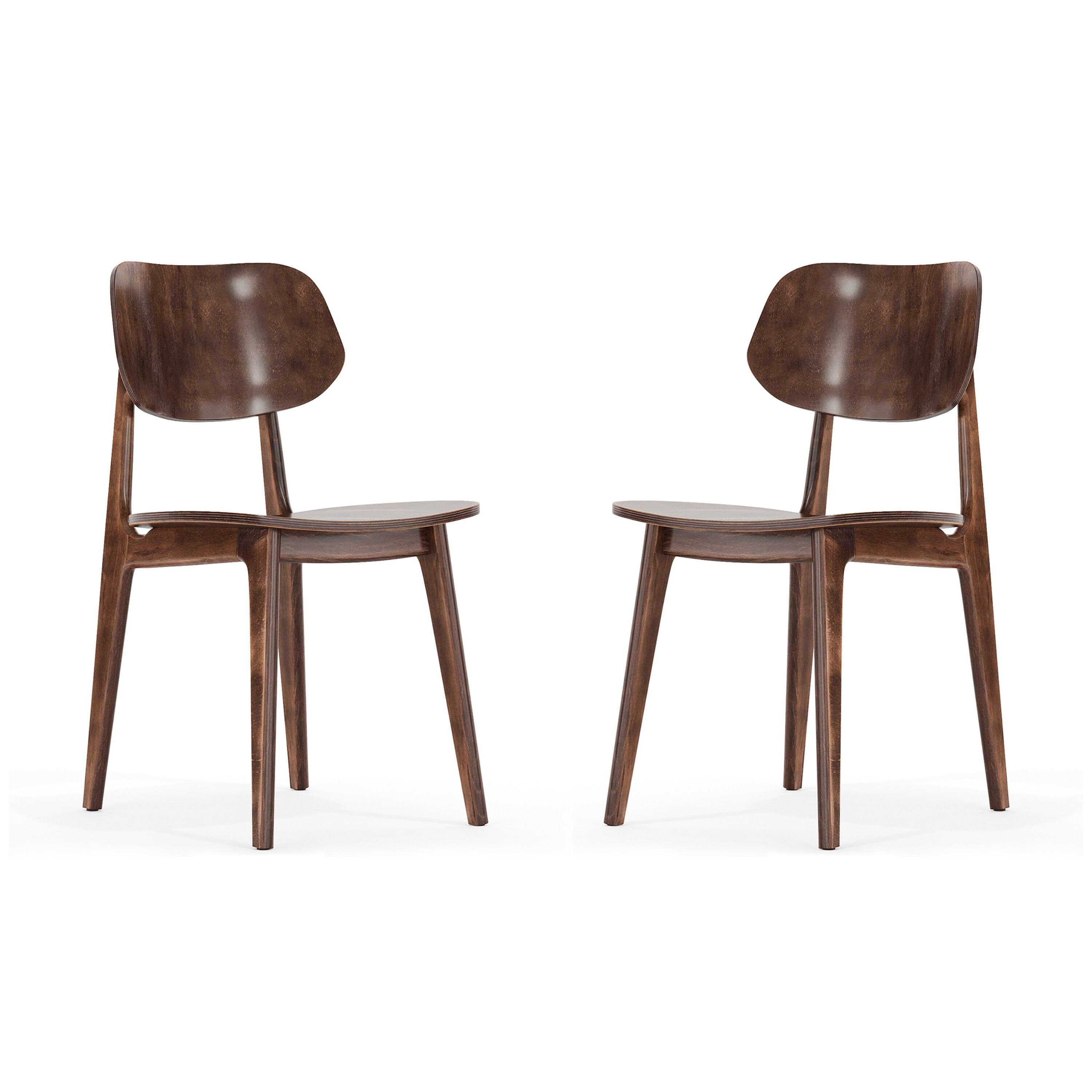 Front. Emma + Oliver - Gentry Set of 2 Solid Wood Dining Chairs with Curved Oval Backrests - Antique Copper.
