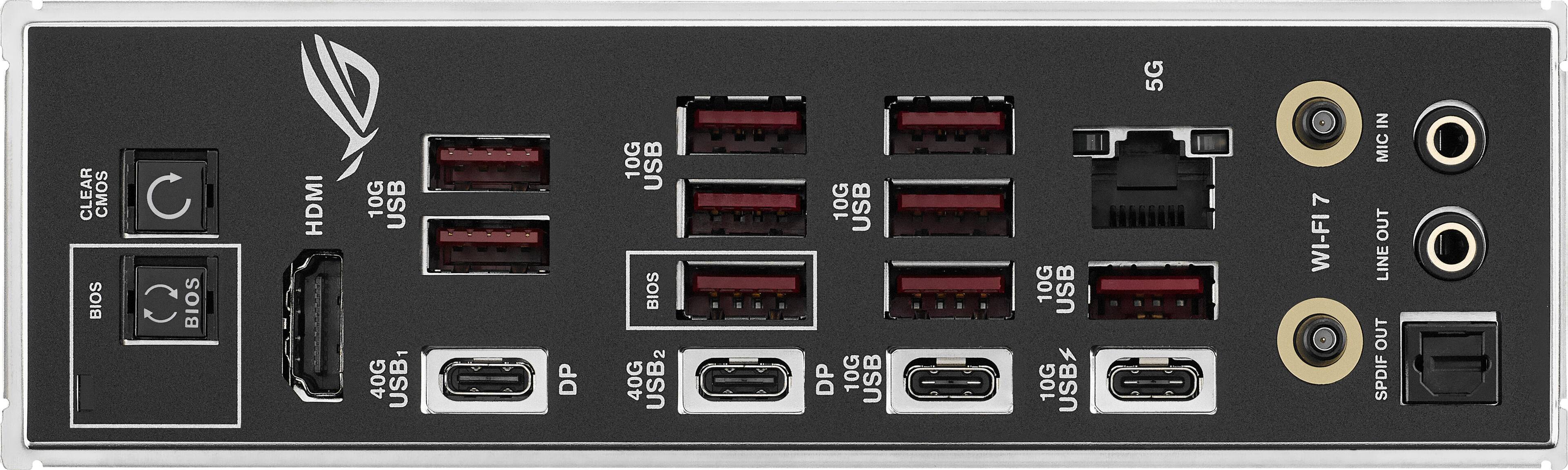 CLEAR CMOS  
BIOS  
HDMI  
10G USB  
40G USB1  
DP  
10G USB  
40G USB2  
10G USB  
10G USB  
10G USB  
5G  
WI-FI  
MIC IN  
LINE OUT  
SPDIF OUT