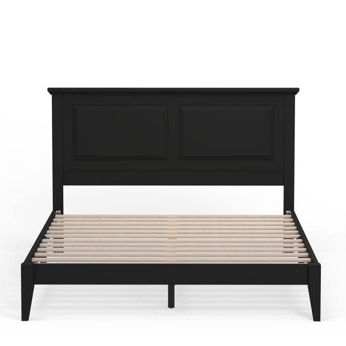 Angle. SlickBlue - Traditional Wooden Bed Frame with Platform and Headboard - Black.