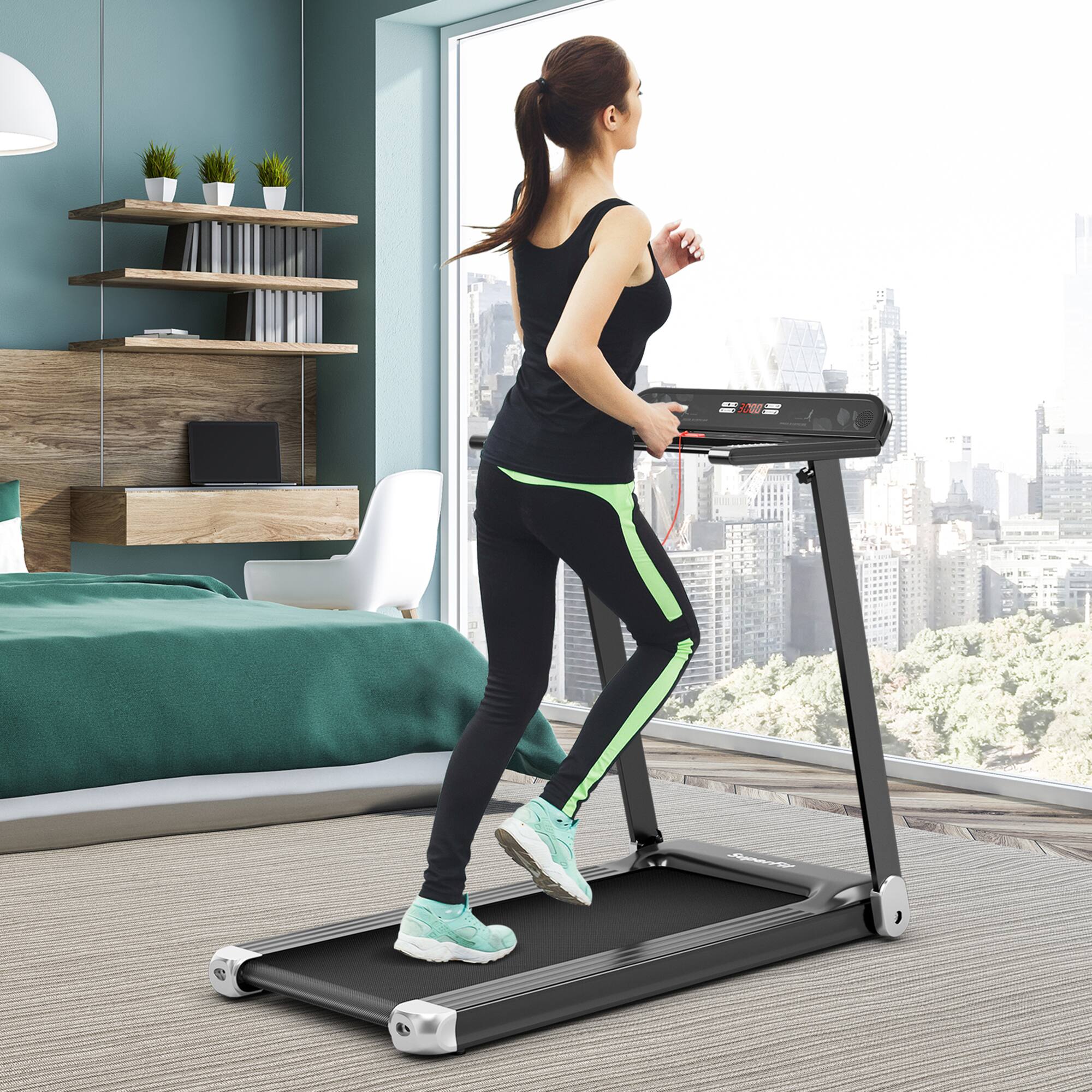 Alt View 3. Gymax - Gymax Electric Folding Treadmill Portable Cardio Running Machine w/ APP Control Silver - Silver.