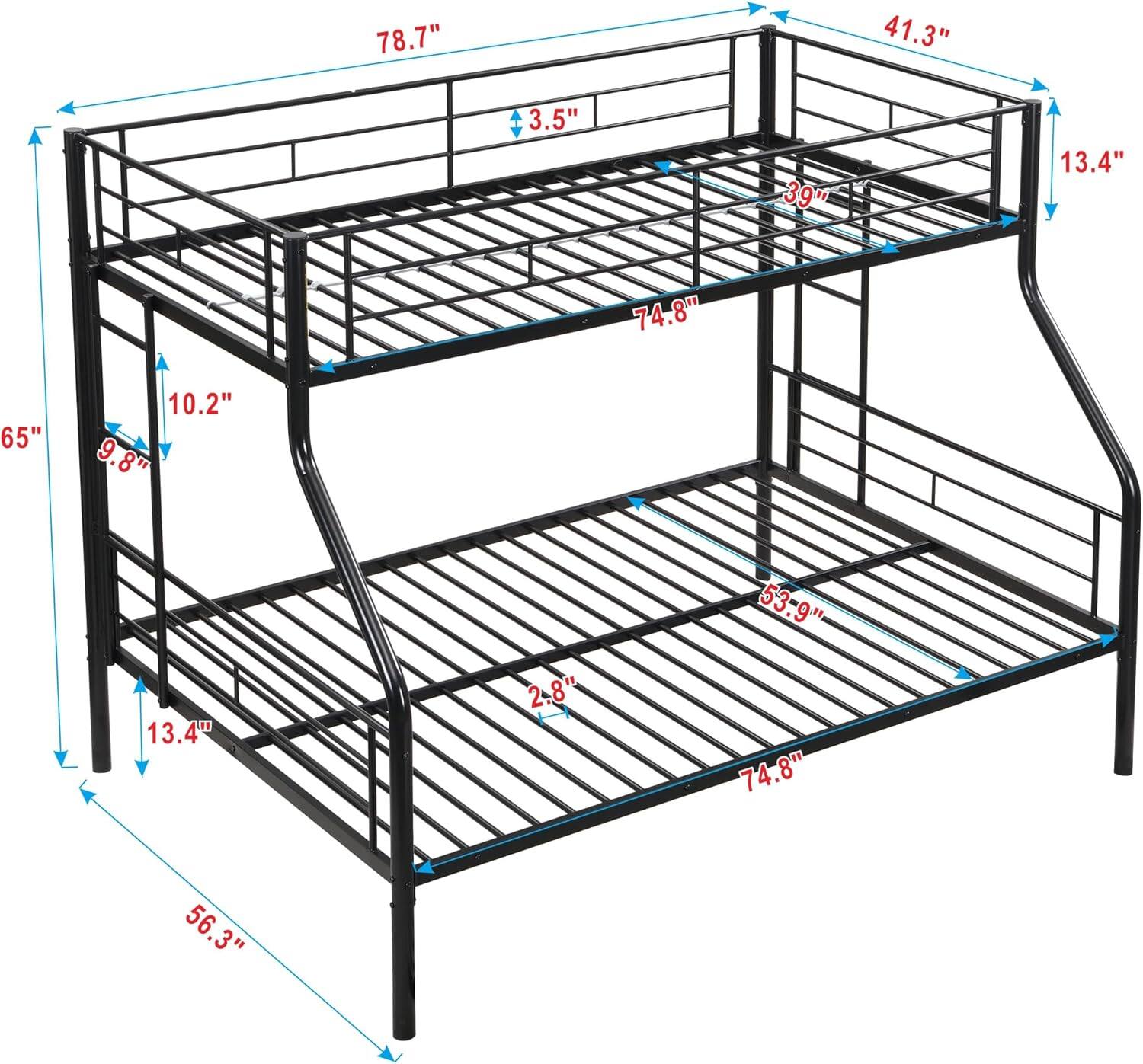 78.7"  
41.3"  
3.5"  
39"  
13.4"  
74.8"  
65"  
10.2"  
9.8"  
13.4"  
2.8"  
53.9"  
74.8"  
56.3"