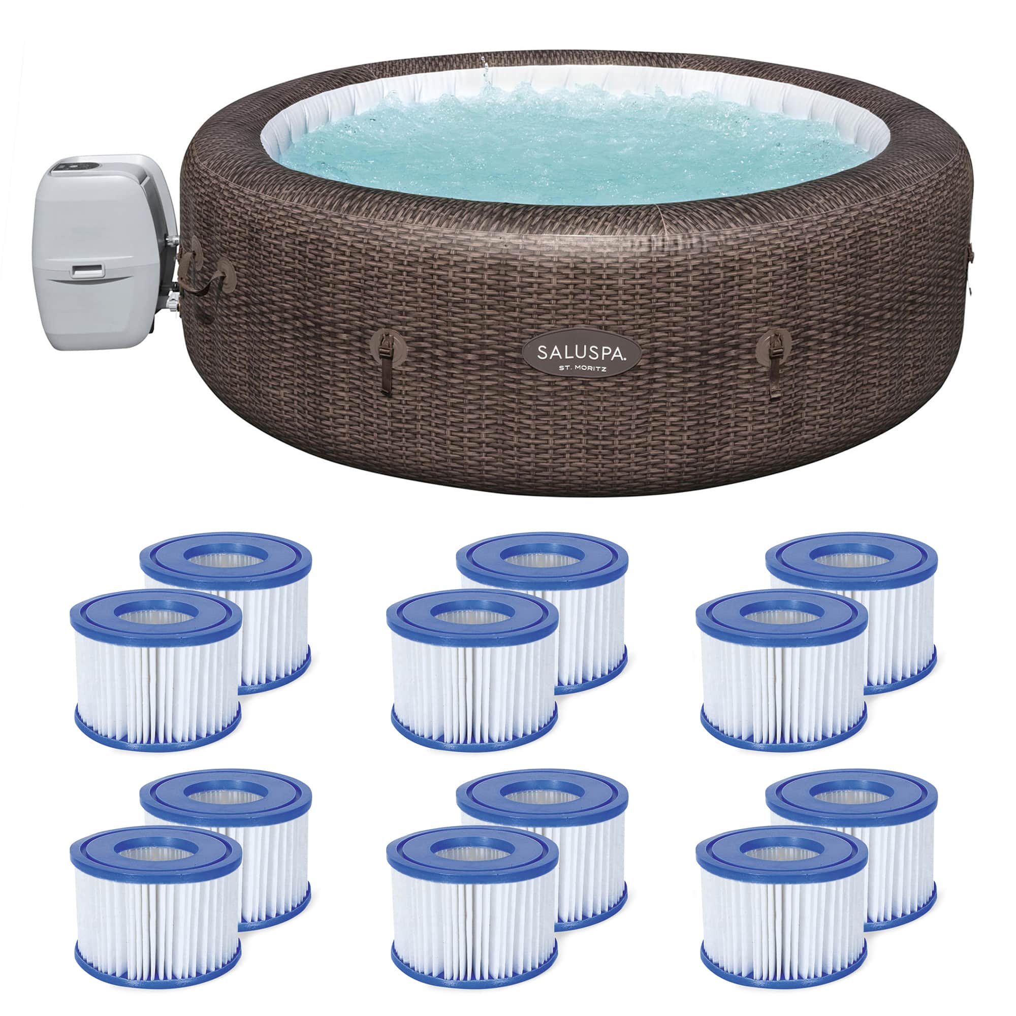 Bestway - SaluSpa St Moritz Hot Tub & Coleman Filter Type VI Replacement (12 Pack) - Brown