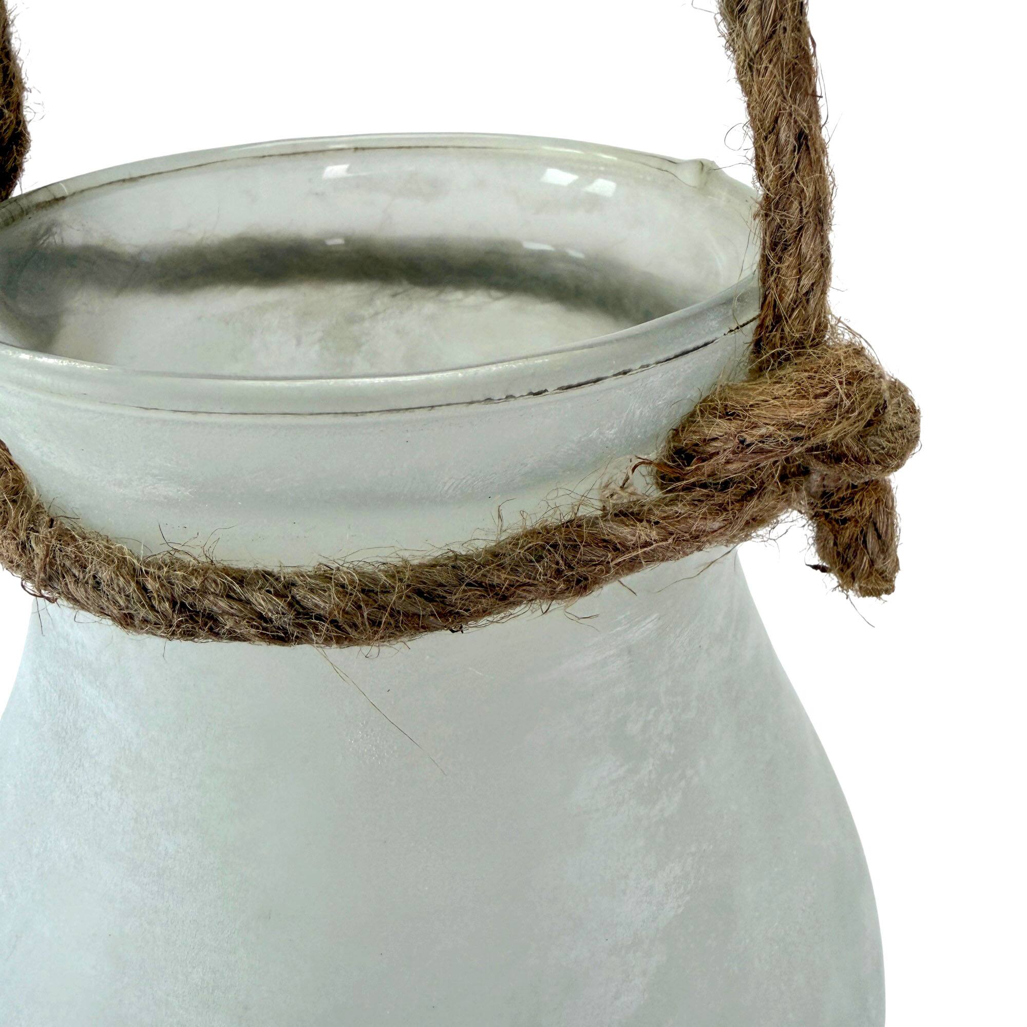 Alt View 8. India House Brass - India House Frosted Glass Hanging Candle Lantern with Rope Handle, 18 In - White.