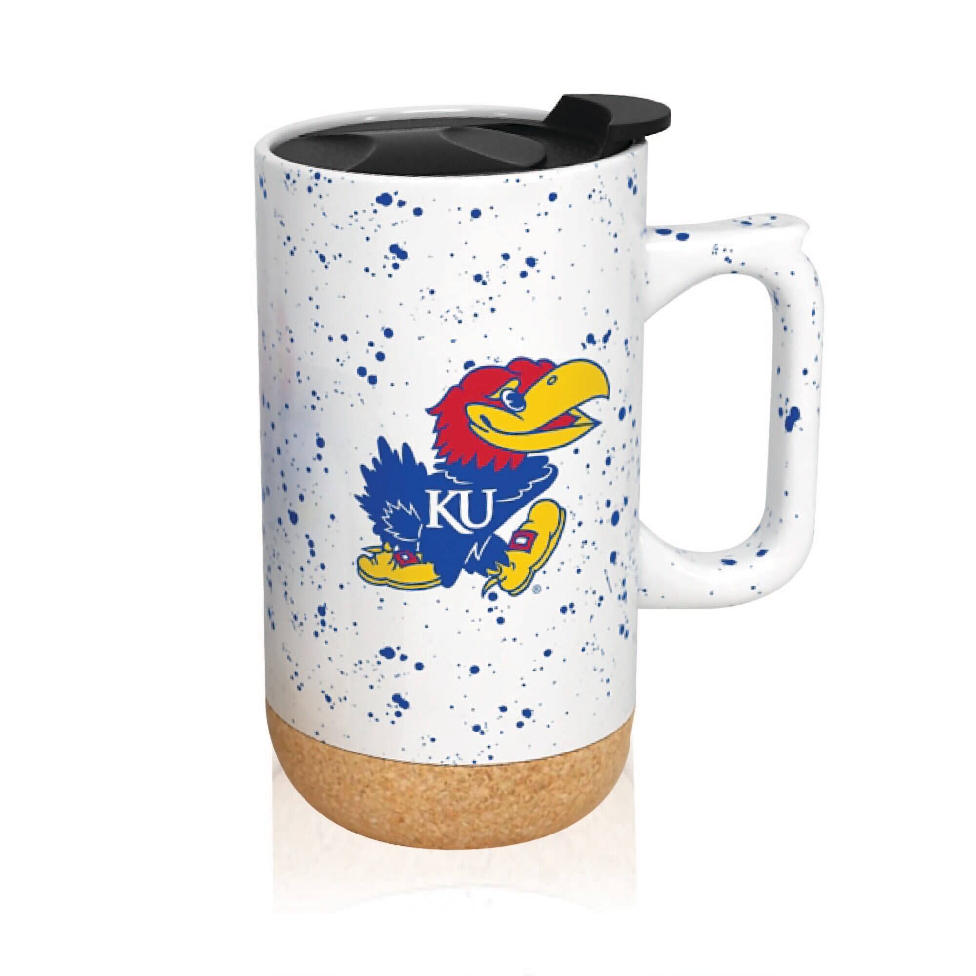 Alt View 1. Indigo Falls - Kansas Jayhawks 18oz. Speckle Cork Mug - Cream.