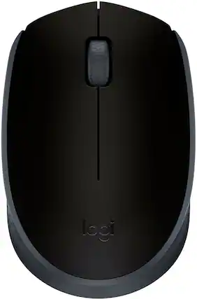 Front. Logitech - M170 Wireless Compact Optical Ambidextrous Mouse - Black.