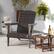 Angle. Costway - Patio Adirondack Chair with Rattan Padded Seat Wide Armrests & Hidden Cupholder - Gray,Mix Brown.