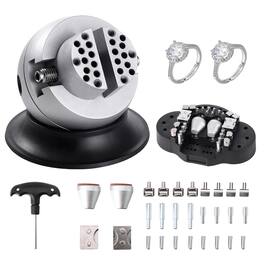VEVOR - Ball Vise, 3" Engraving Setting Tool, 360° Rotation Engraving Block Vise, 30 PCS Attachment Jewelry Engraving Block - Black;Silver