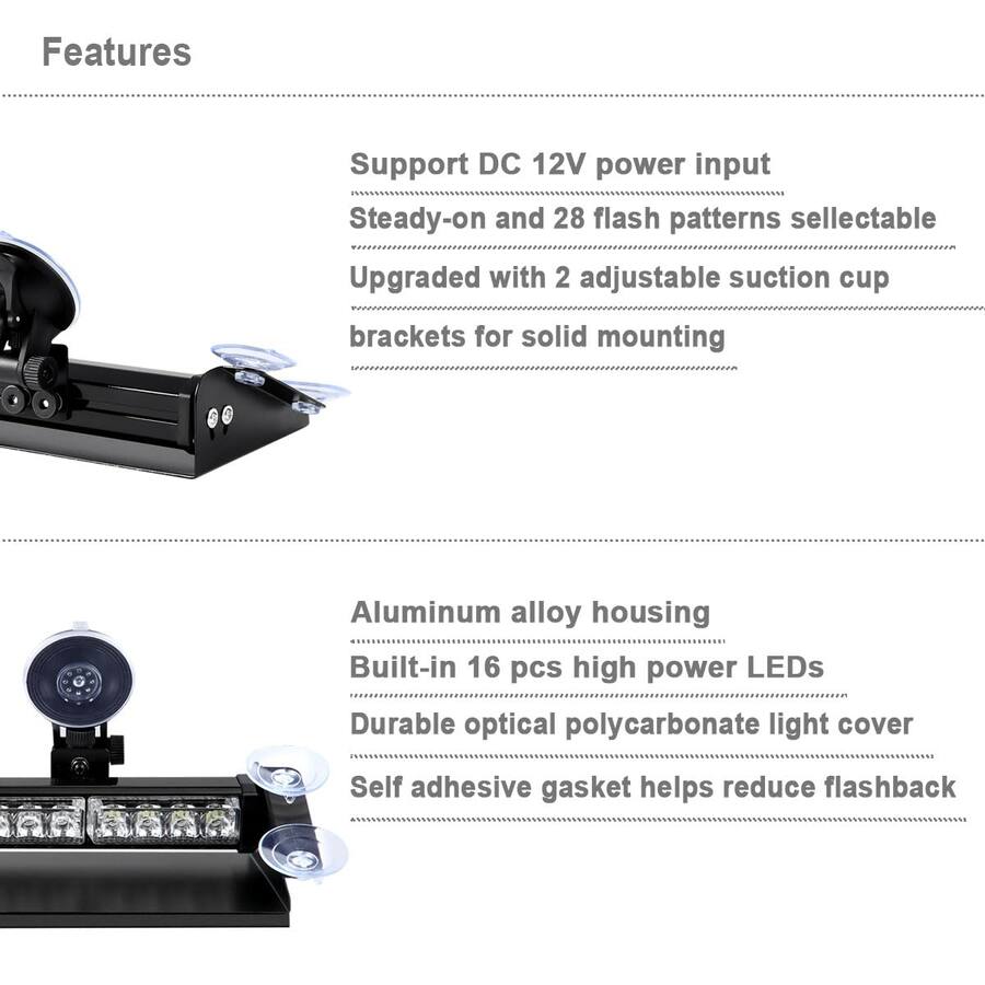COTTAGE aluminum housing white led emergency strobe dash light bar ...