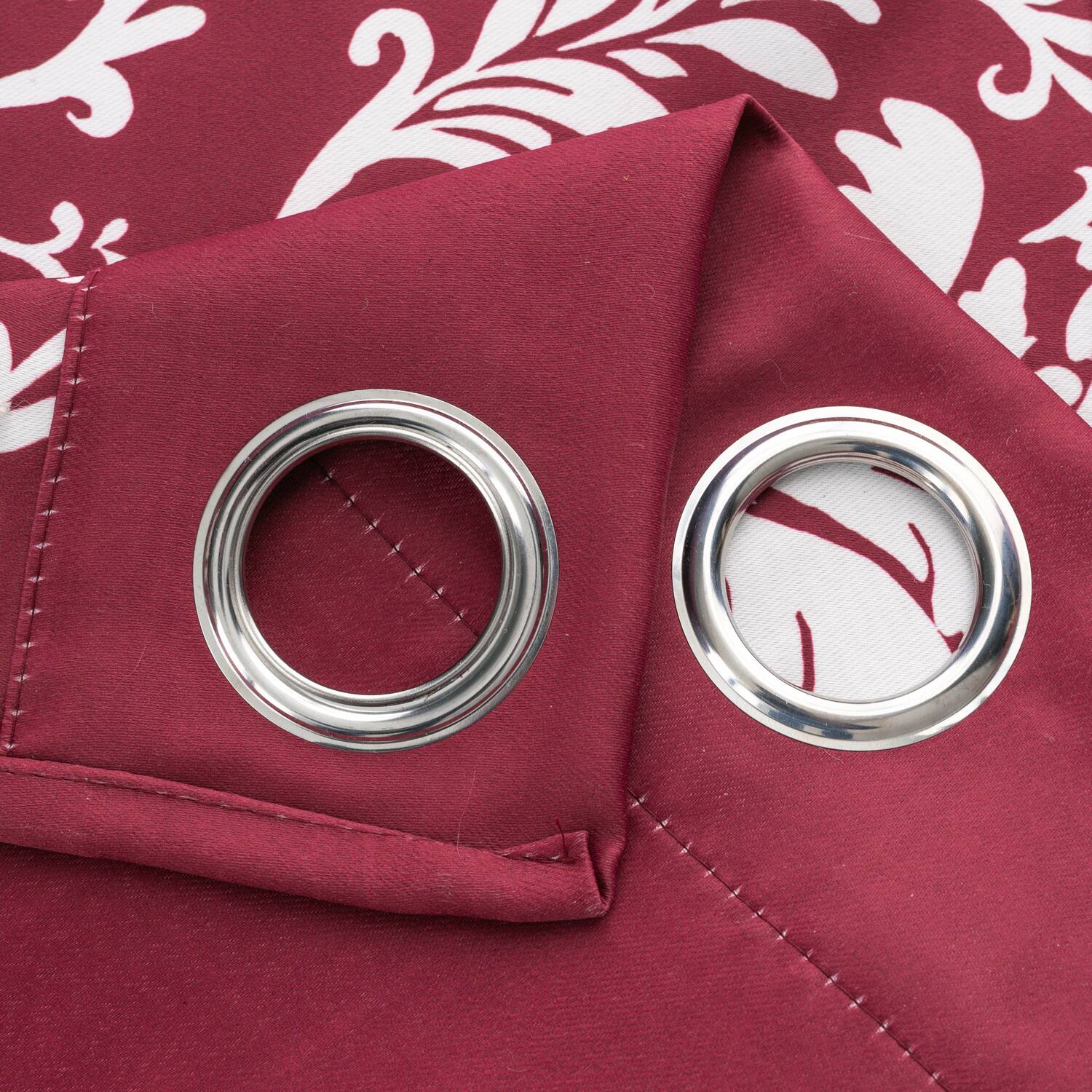 Alt View 1. Olivia Gray - Olivia Gray 100% Polyester 190 GSM Cressida Reversible Blackout Grommet Curtain Panel 54" x 90" Burgundy - Burgundy.