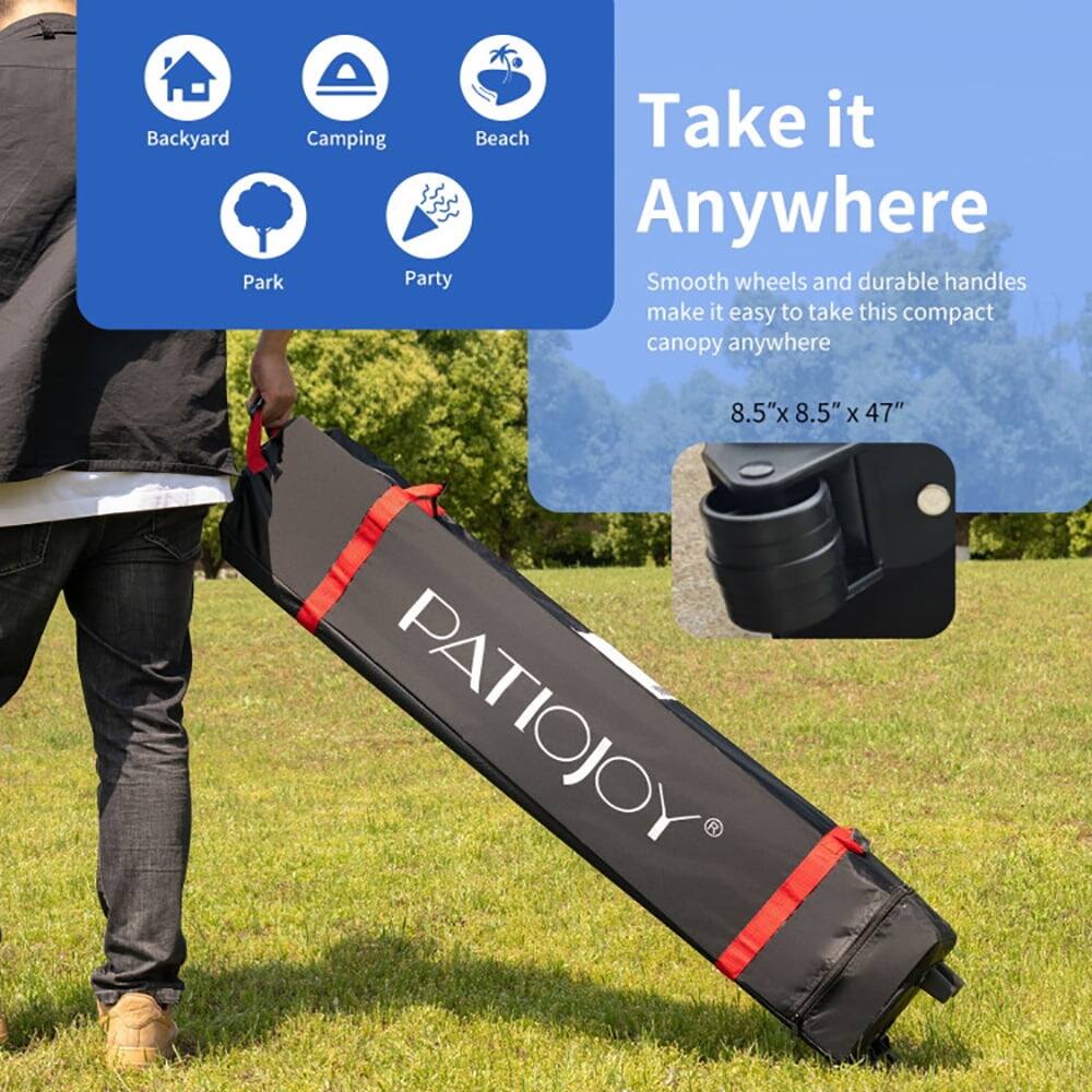 Backyard Camping Beach Take it Anywhere Park Party

Smooth wheels and durable handles make it easy to take this compact canopy anywhere

8.5"x 8.5" x 47" PATIOJOY