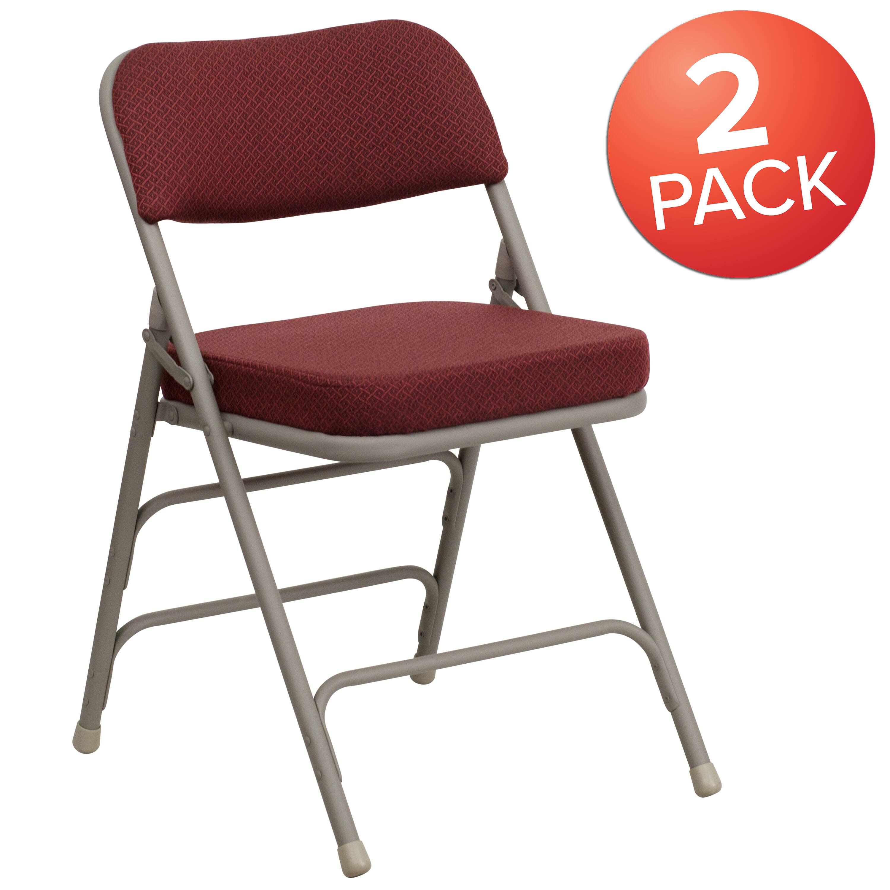 Alt View 1. Emma + Oliver - 2 Pack Home & Office Portable Party Events Fabric Padded Metal Folding Chair - Burgundy Fabric/Gray Frame.