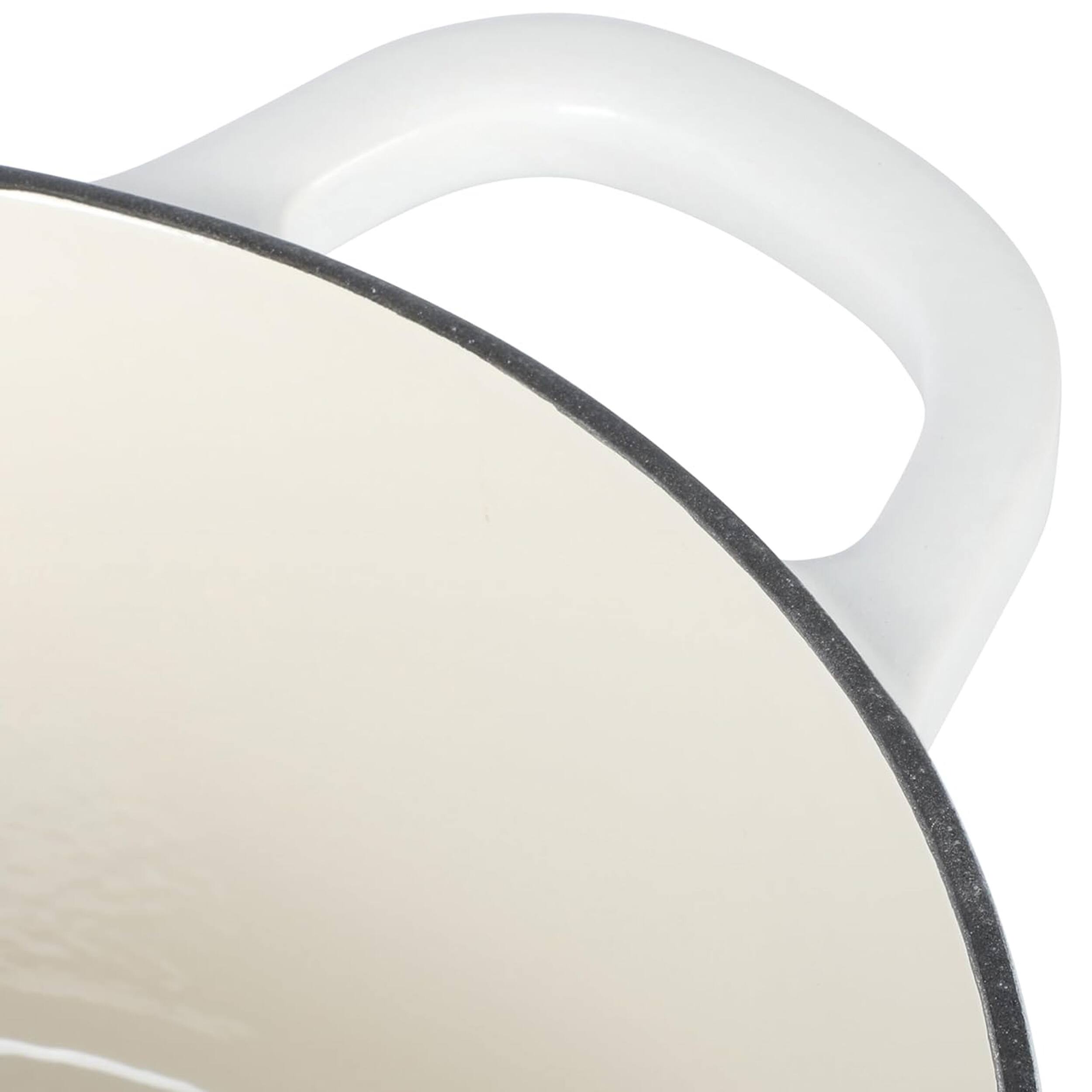 Alt View 4. Crockpot - Crockpot Artisan 5 Quart Round Enameled Cast Iron Dutch Oven with Lid in Linen - White.