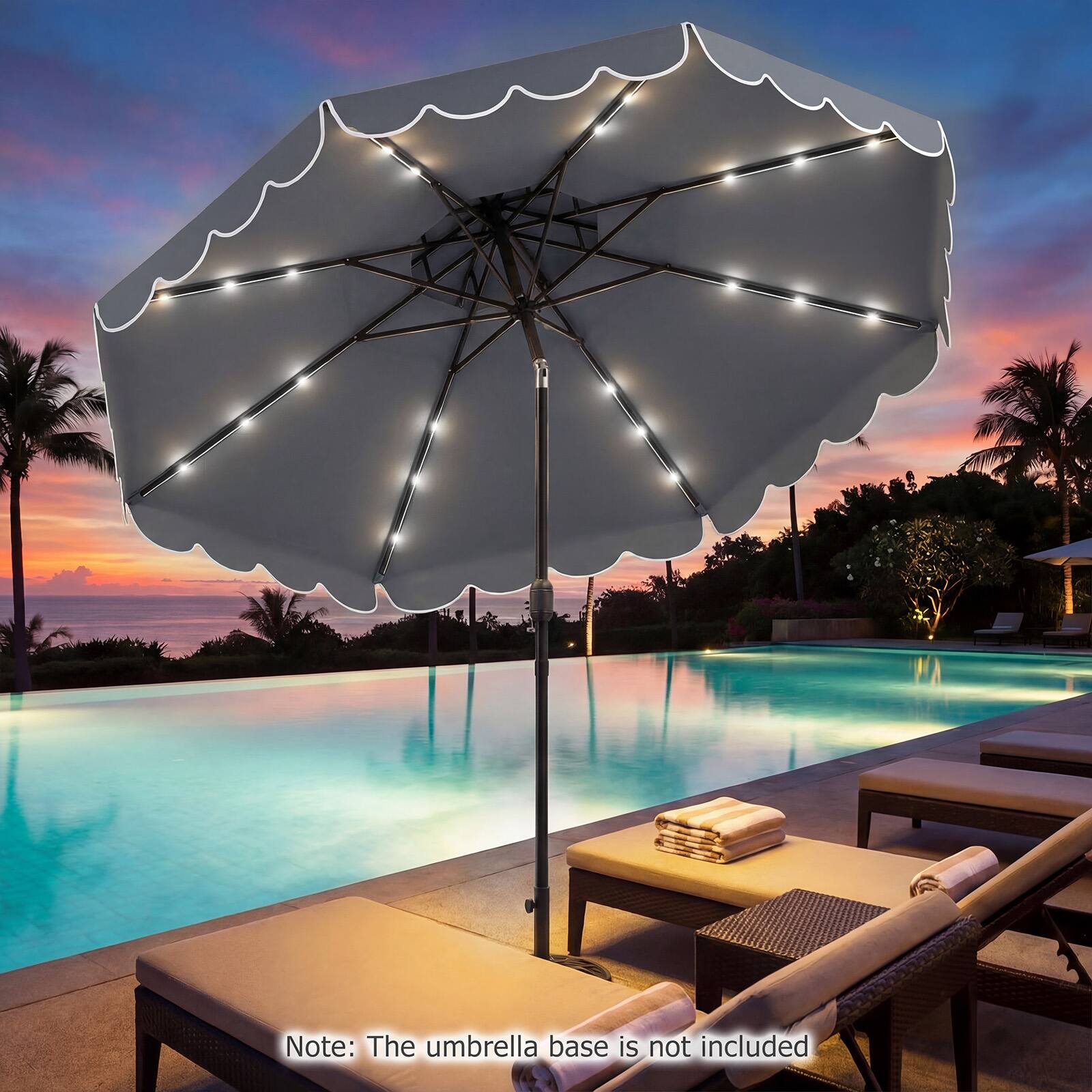 Note: The umbrella base is not included