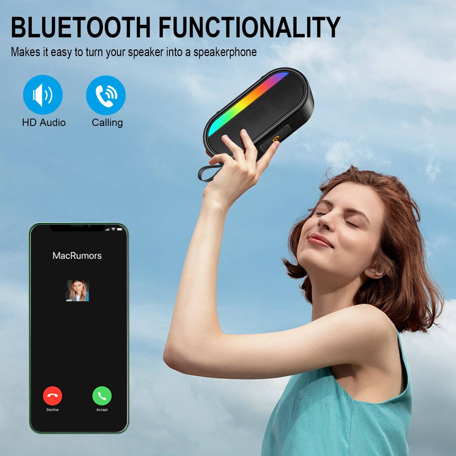 BLUETOOTH FUNCTIONALITY  
Makes it easy to turn your speaker into a speakerphone  

HD Audio  
Calling  

MacRumors  
Decline  
Accept