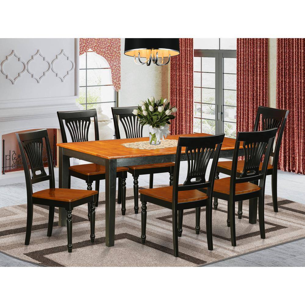 Back. East West Furniture - 7 PC Table set-Dining Table and 6 Wood Dining Chairs - Black & Cherry.