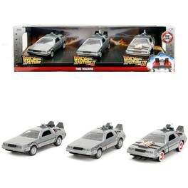Jada - "Back to the Future" Delorean Set of 3 pieces "Hollywood Rides" Series 1/32 - Silver