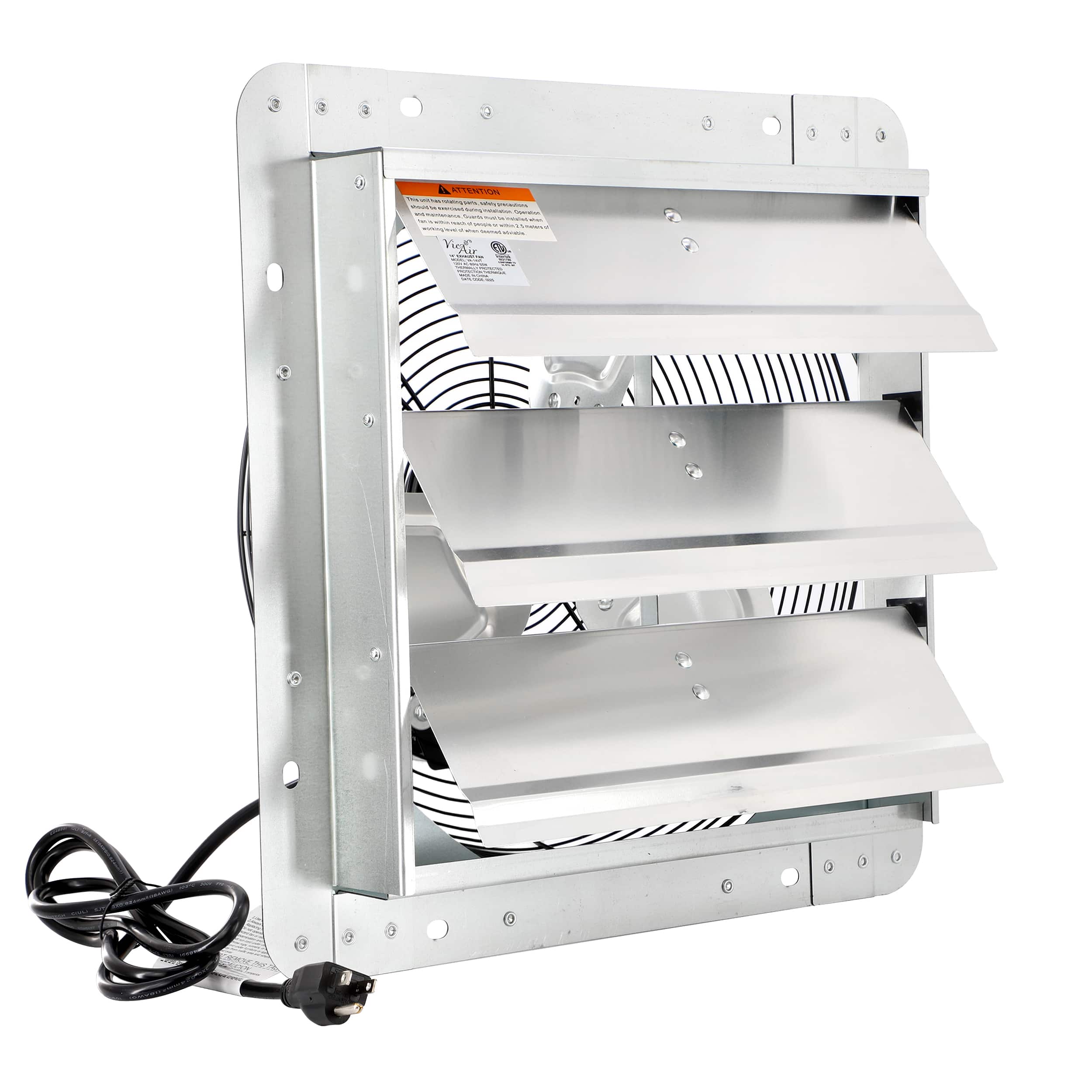 VieAir - Vie Air 12 Inch Shutter Exhaust Fan with Power Cord - Silver