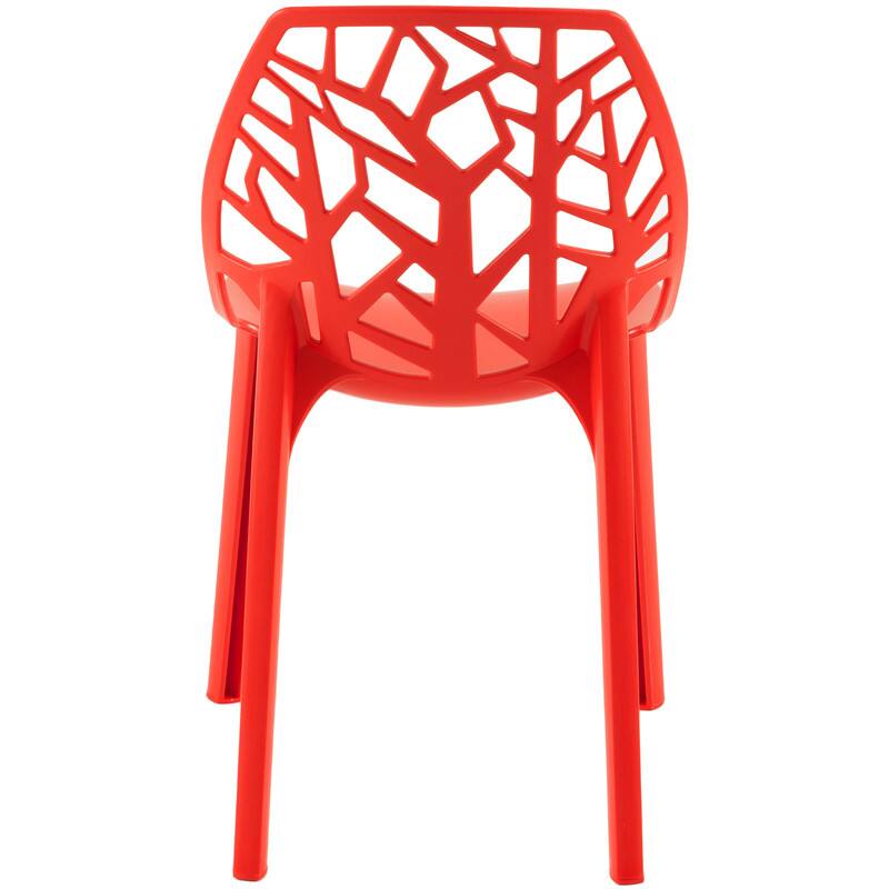 Alt View 1. LeisureMod - Cornelia Modern Stackable Accent Dining Chair with Cut Out Backrest Design for Dining Rooms or Patios - Solid Red.