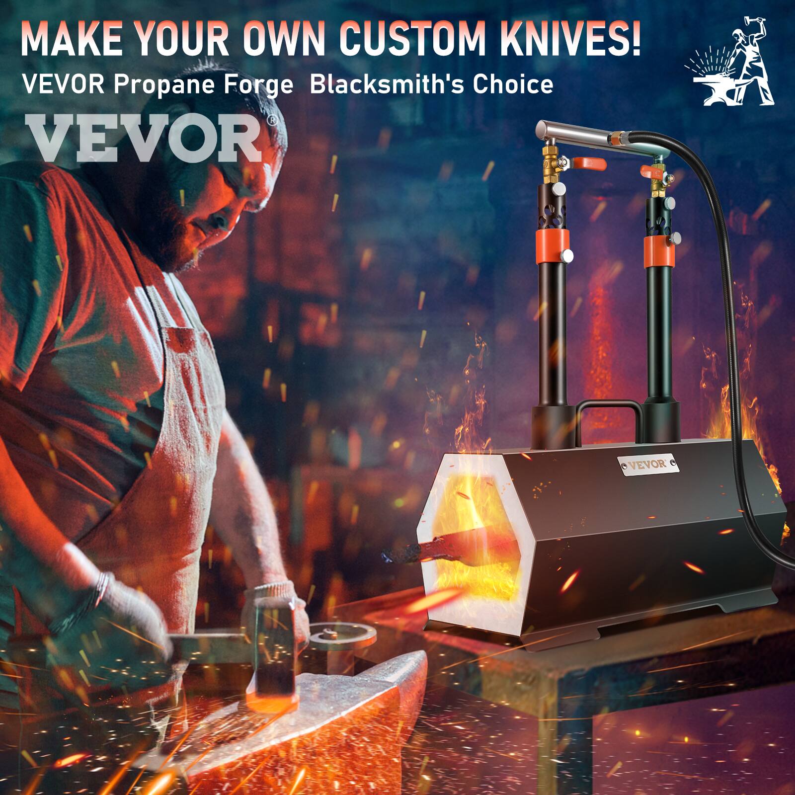 MAKE YOUR OWN CUSTOM KNIVES!  
VEVOR Propane Forge Blacksmith's Choice  
VEVOR