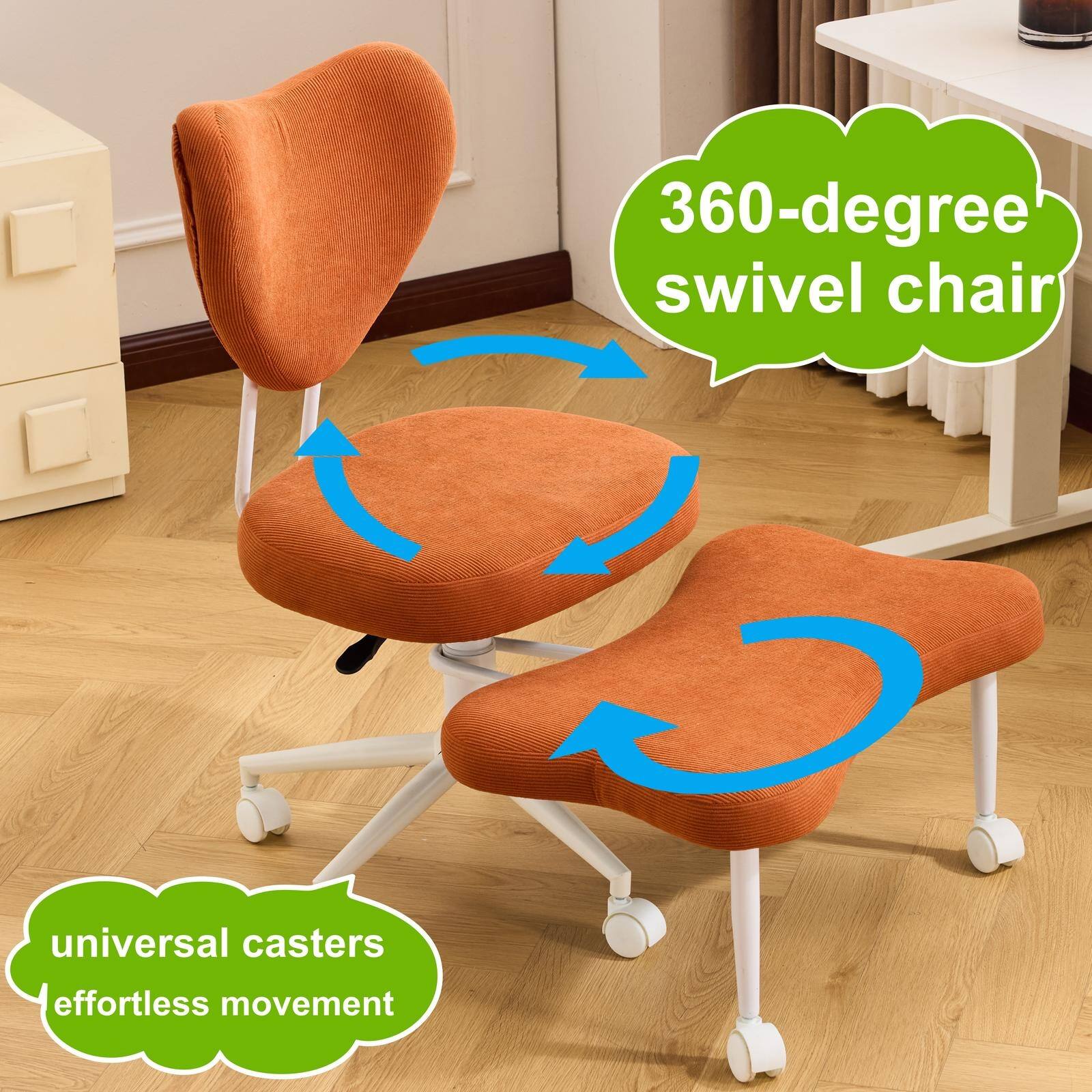 360-degree swivel chair  
universal casters  
effortless movement