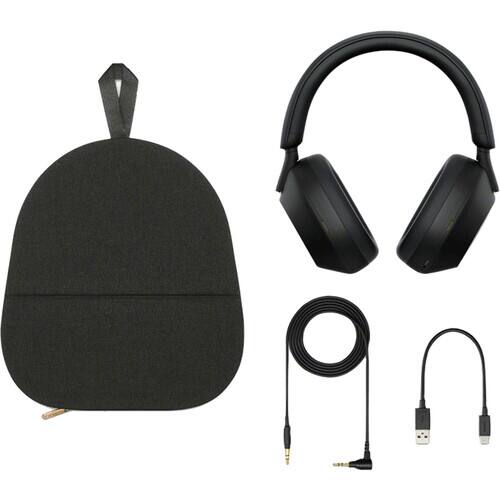 Alt View 3. Sony - Sony WH-1000XM5 Noise-Canceling Wireless Over-Ear Headphones (Black) (International Version) - Black.