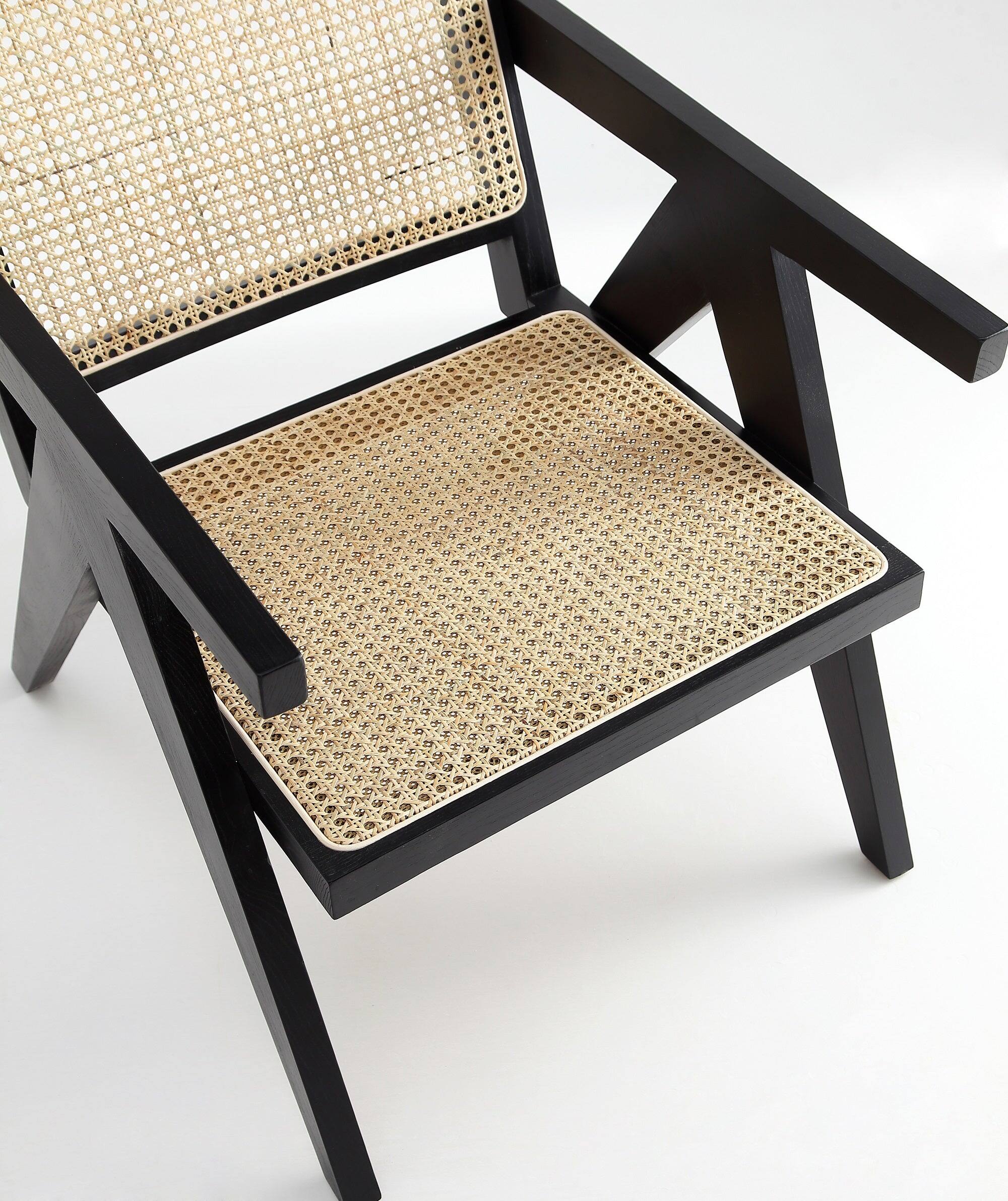 Alt View 4. Manhattan Comfort - Hamlet Industry Chic Cane Back Wood Accent Armchair - Set of 2 - Black and Natural.