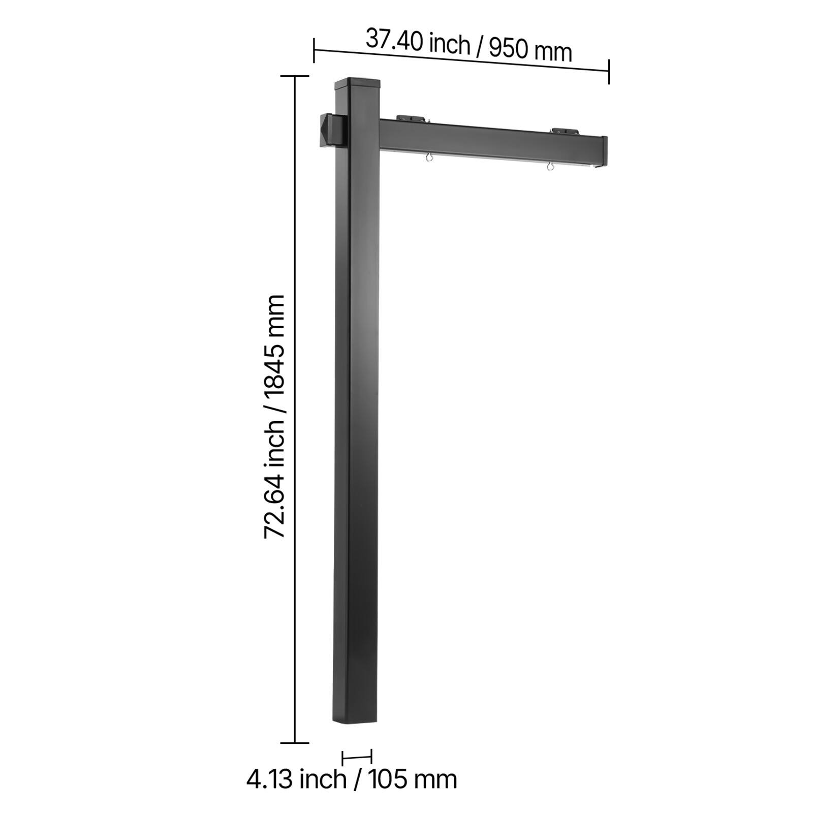 37.40 inch / 950 mm  
1845 mm  
72.64 inch / 1845 mm  
4.13 inch / 105 mm