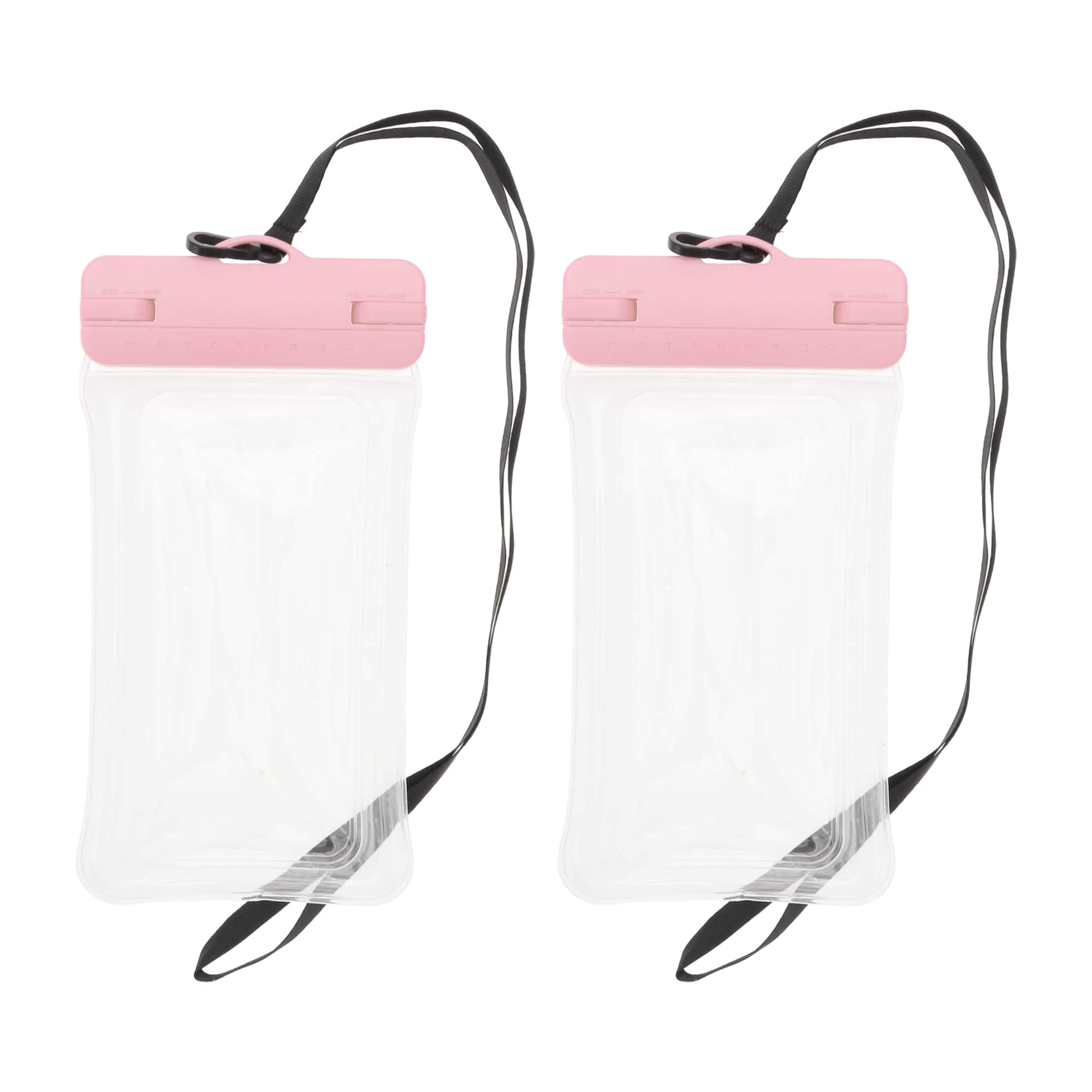 Unique Bargains - 2pcs Inflatable Mobile Waterproof Bag Universal Waterproof Case Compatible for Phone 4.92"x9.65" - Pink