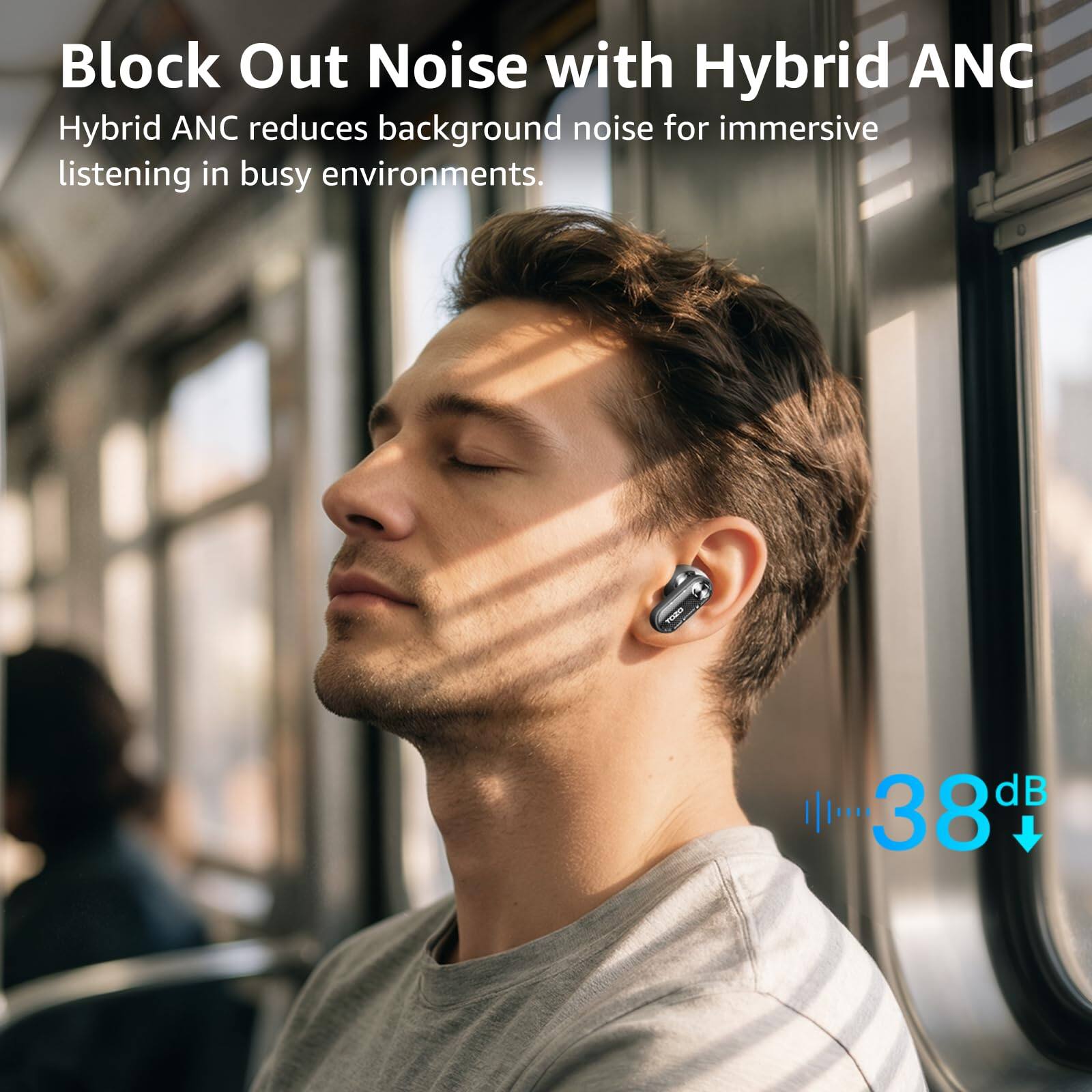 Block Out Noise with Hybrid ANC

Hybrid ANC reduces background noise for immersive listening in busy environments.

38 dB